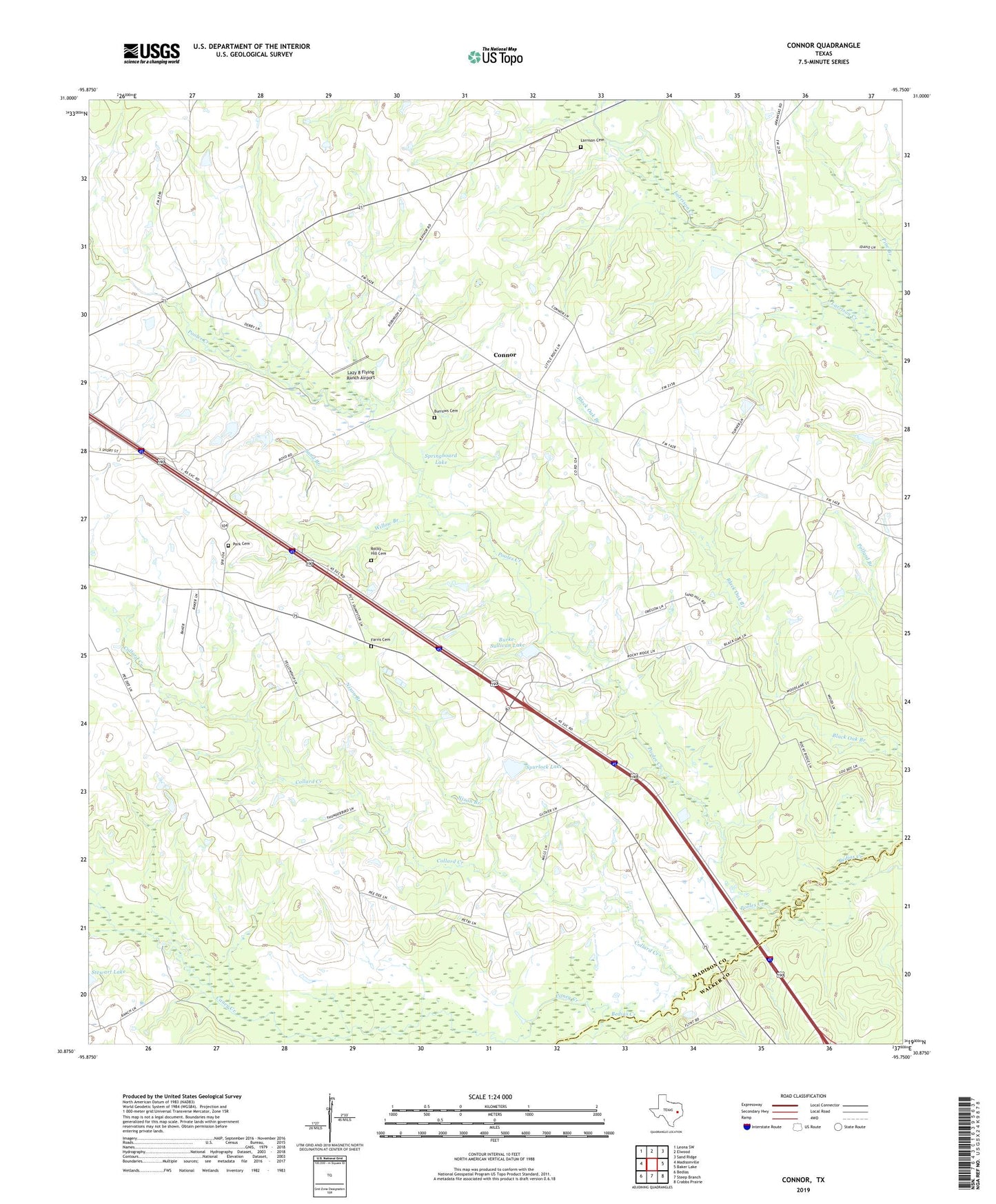 Connor Texas US Topo Map Image