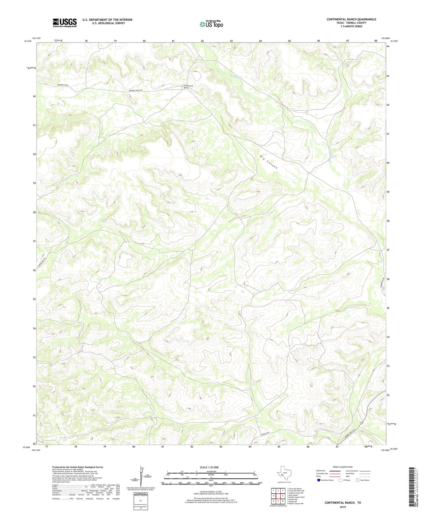 Continental Ranch Texas US Topo Map Image