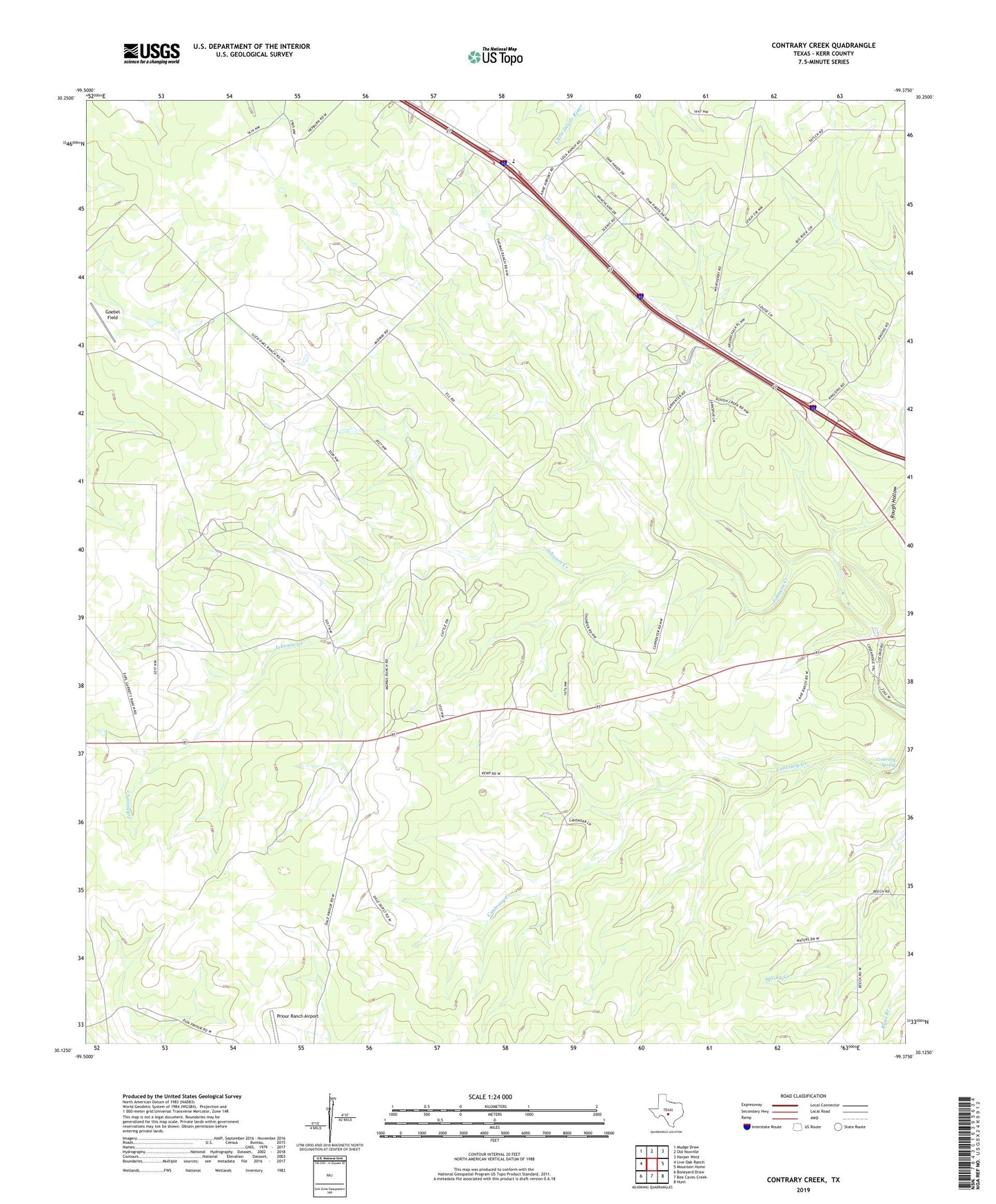 Contrary Creek Texas US Topo Map Image