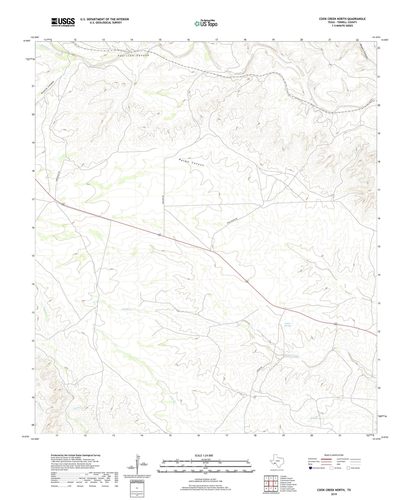 Cook Creek North Texas US Topo Map Image