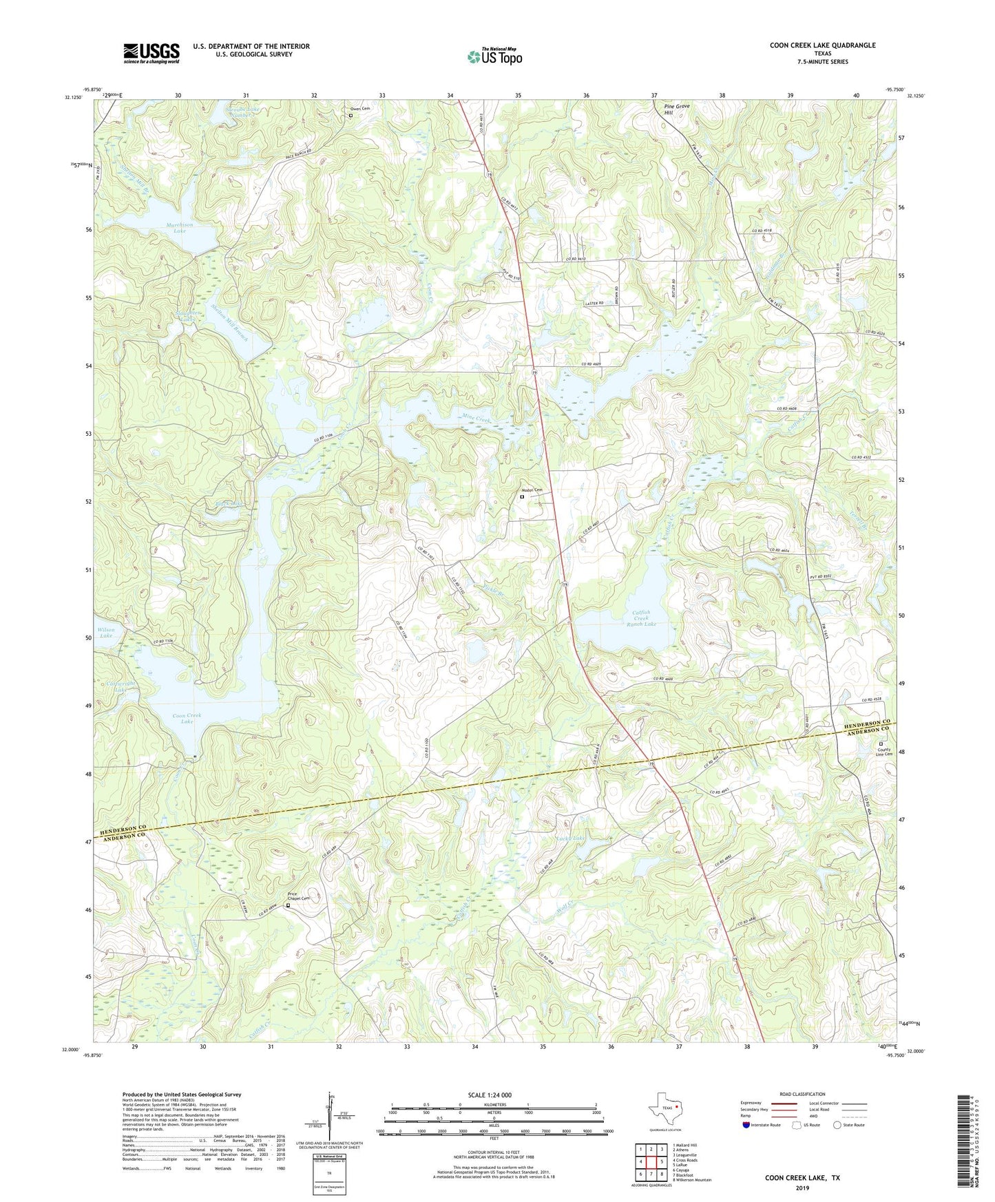 Coon Creek Lake Texas US Topo Map Image