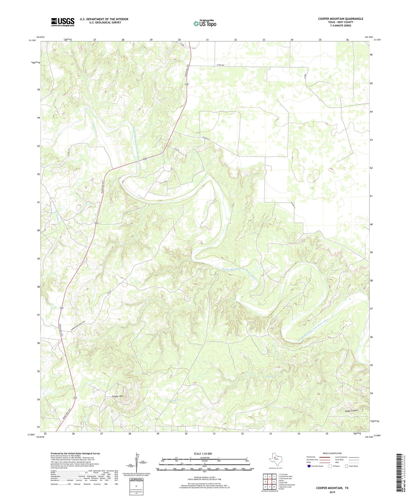 Cooper Mountain Texas US Topo Map Image