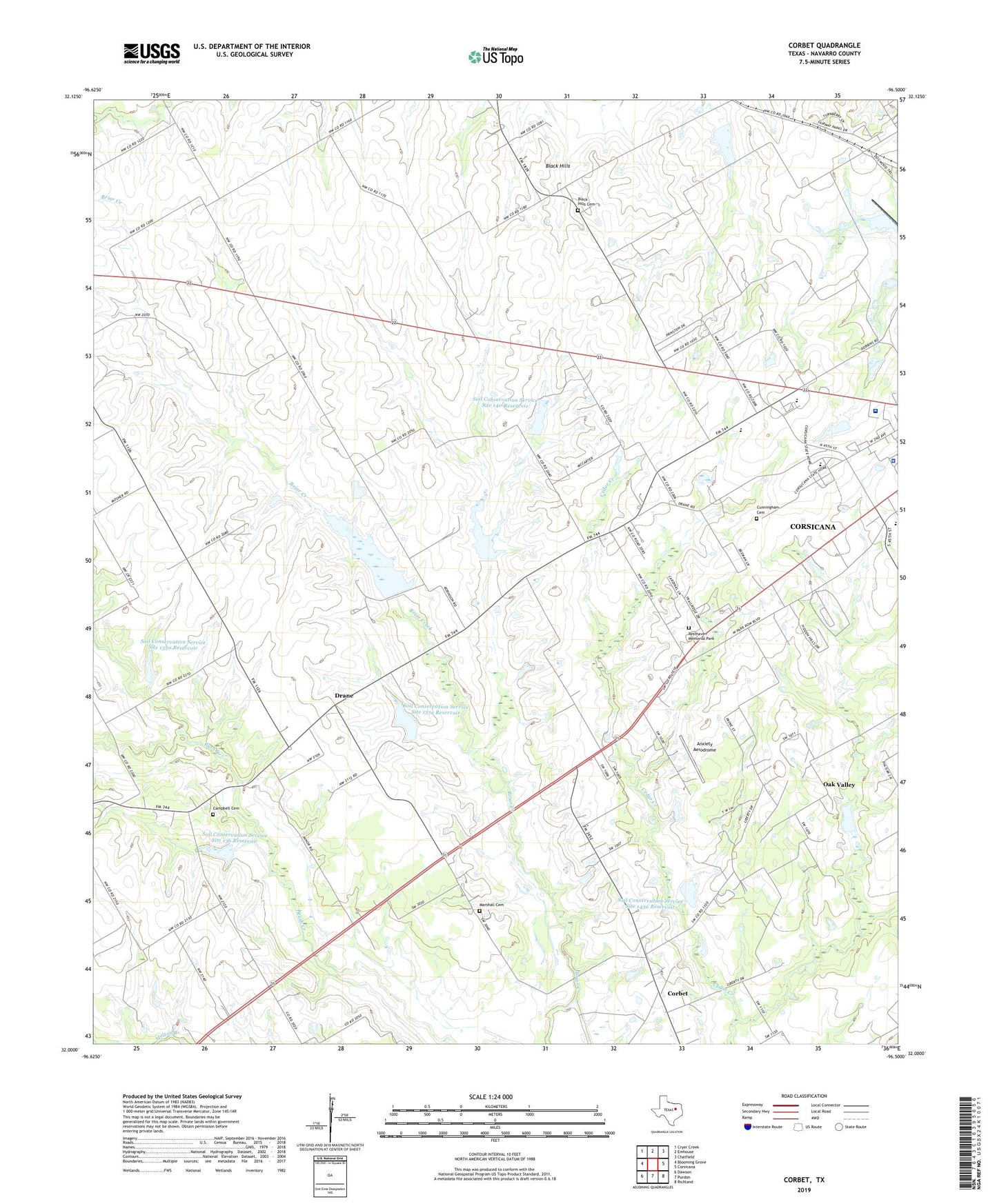 Corbet Texas US Topo Map Image