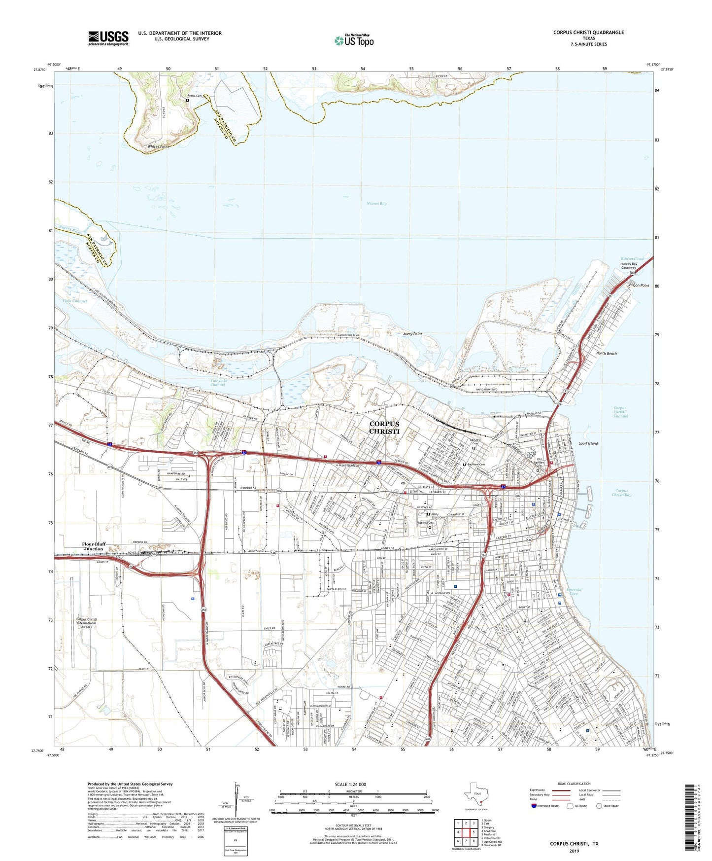 Corpus Christi Texas US Topo Map Image