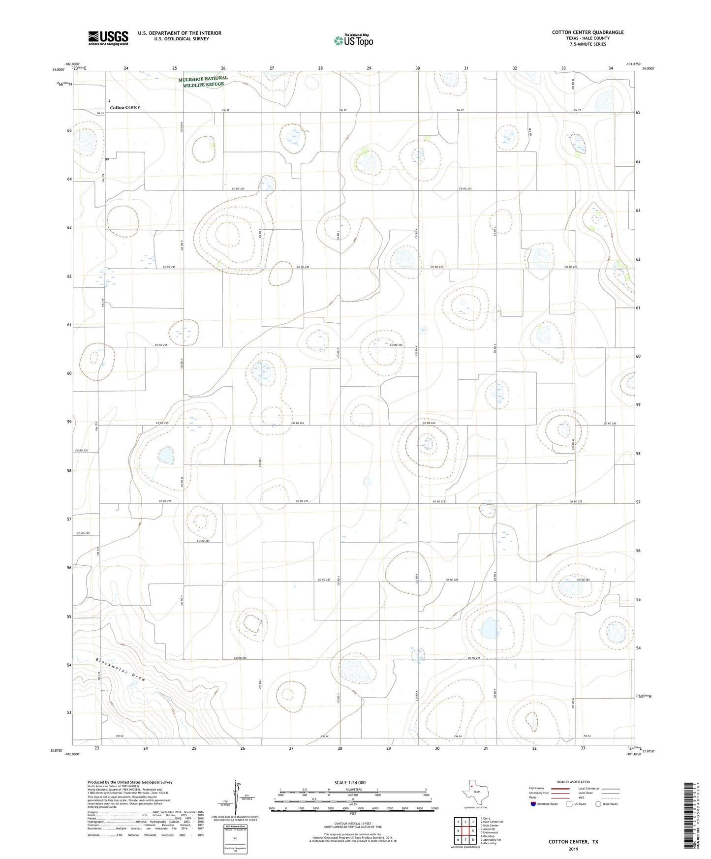 Cotton Center Texas US Topo Map Image