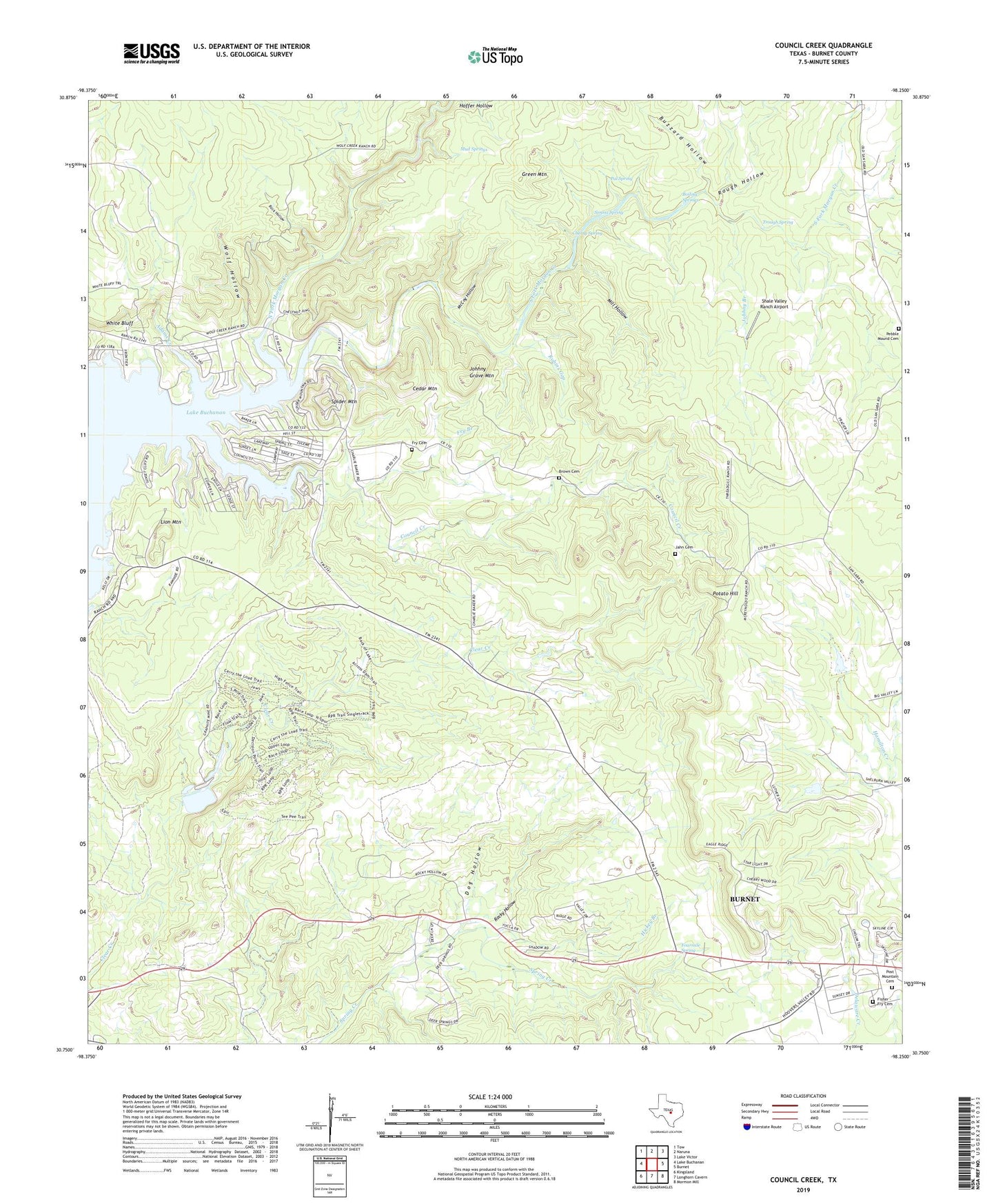 Council Creek Texas US Topo Map Image