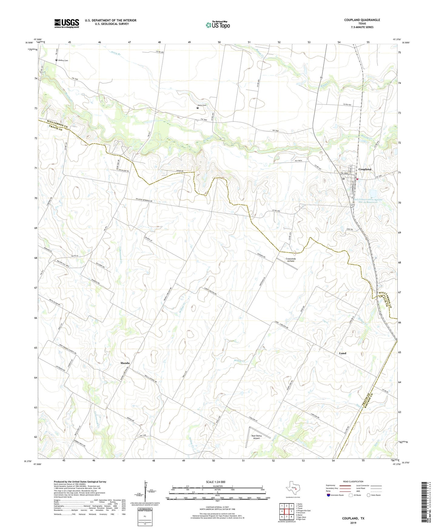 Coupland Texas US Topo Map Image