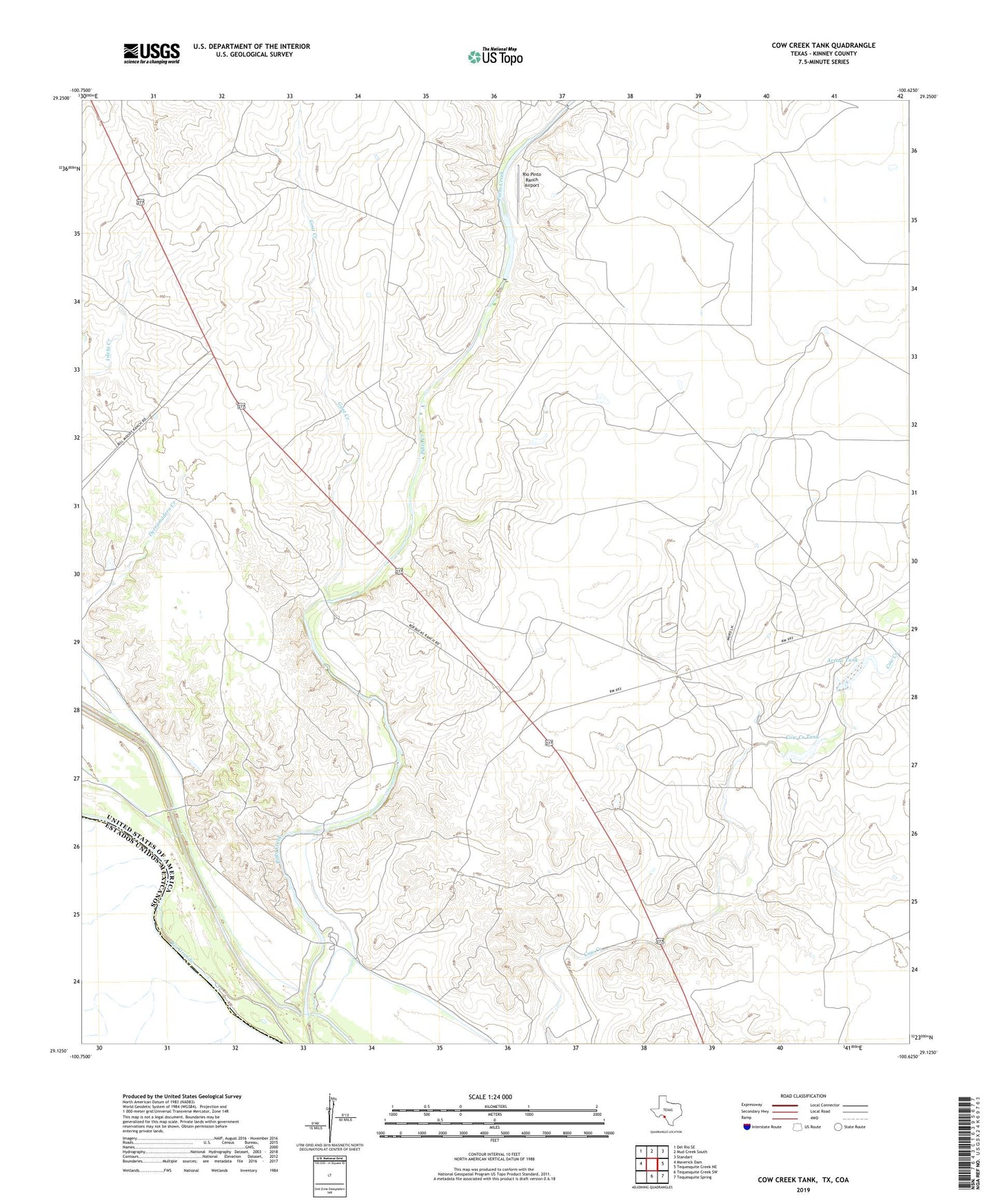 Cow Creek Tank Texas US Topo Map Image