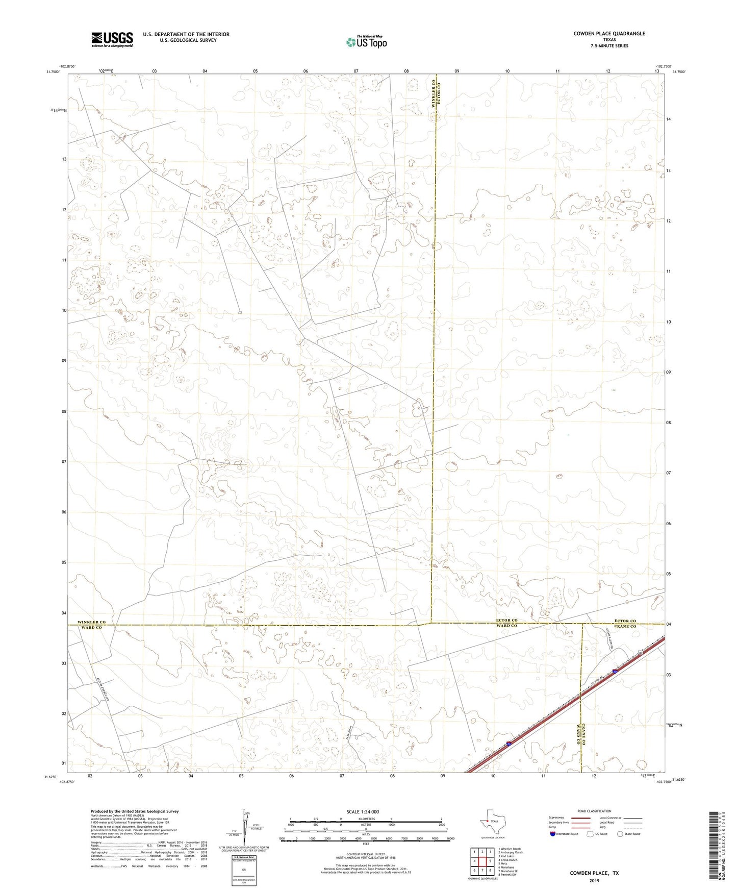 Cowden Place Texas US Topo Map Image