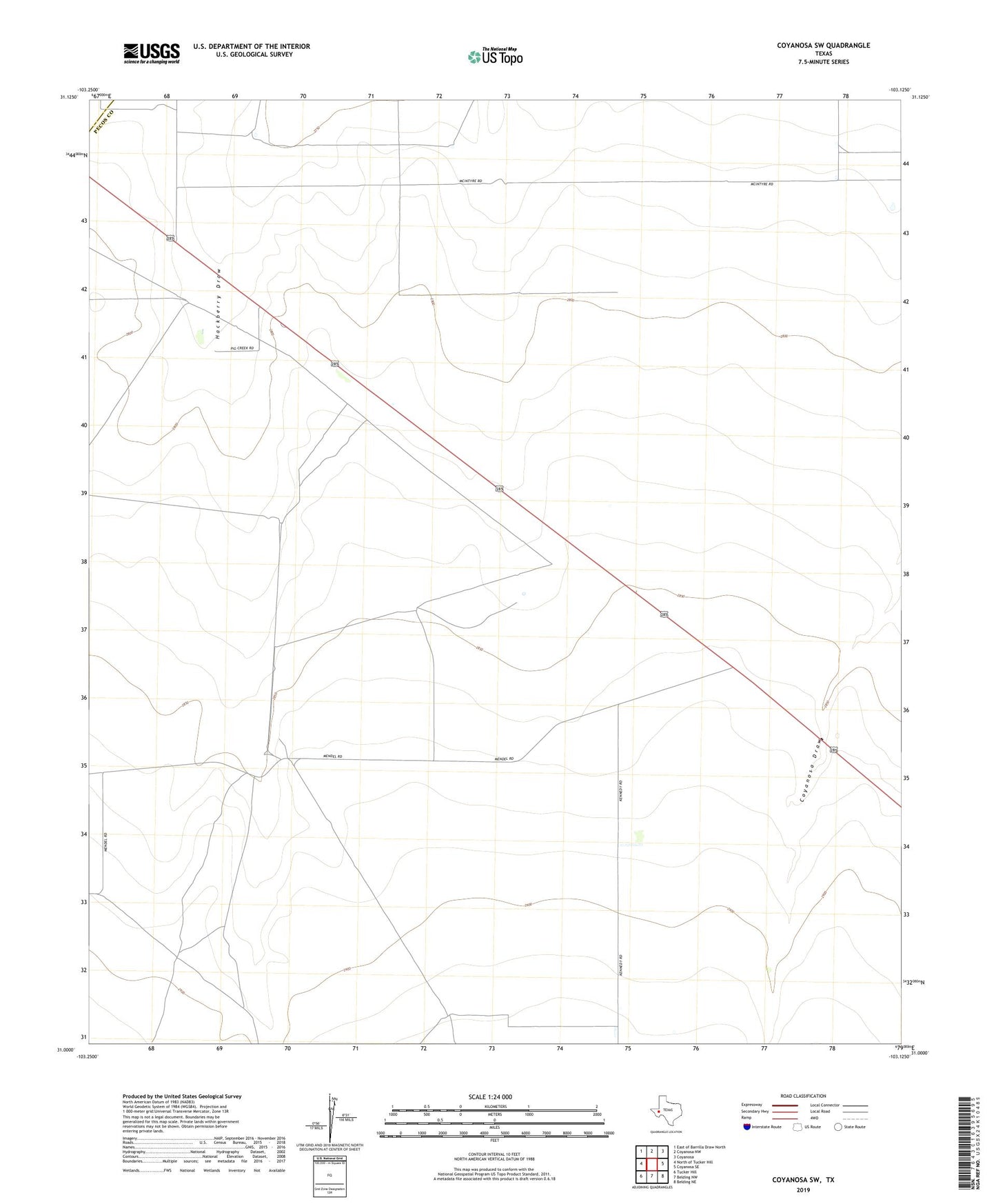 Coyanosa SW Texas US Topo Map Image