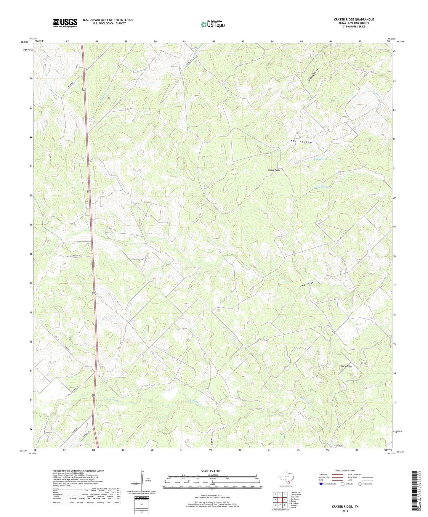Crater Ridge Texas US Topo Map Image
