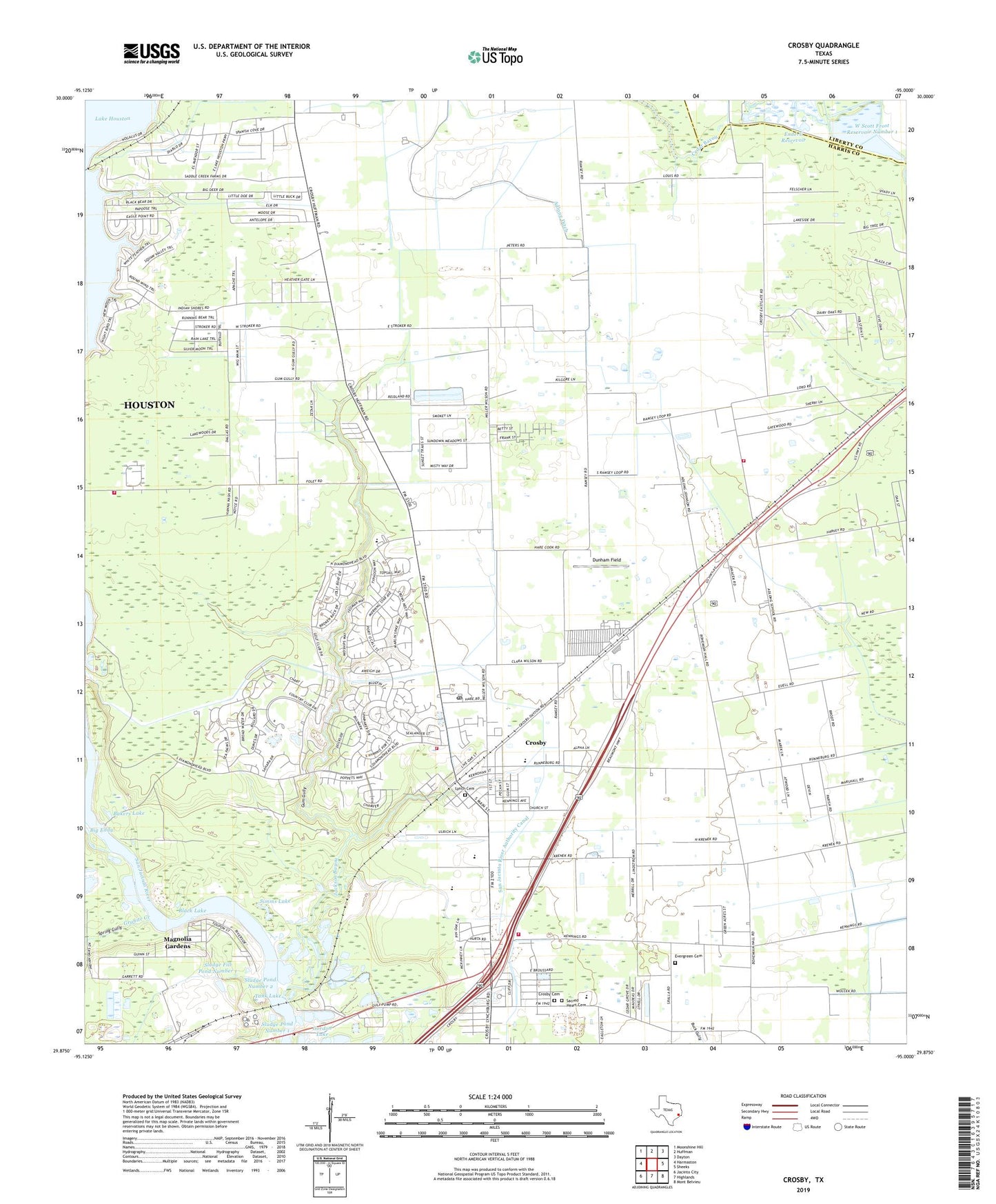 Crosby Texas US Topo Map Image