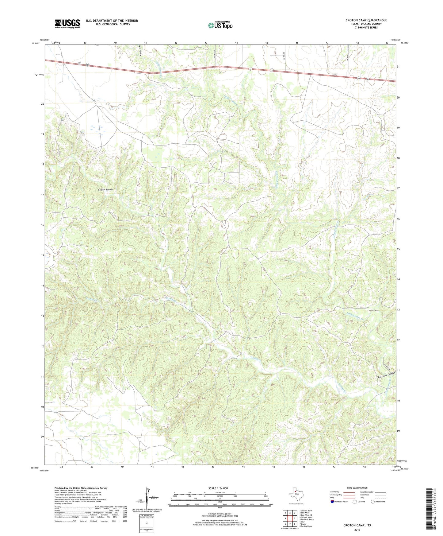 Croton Camp Texas US Topo Map Image