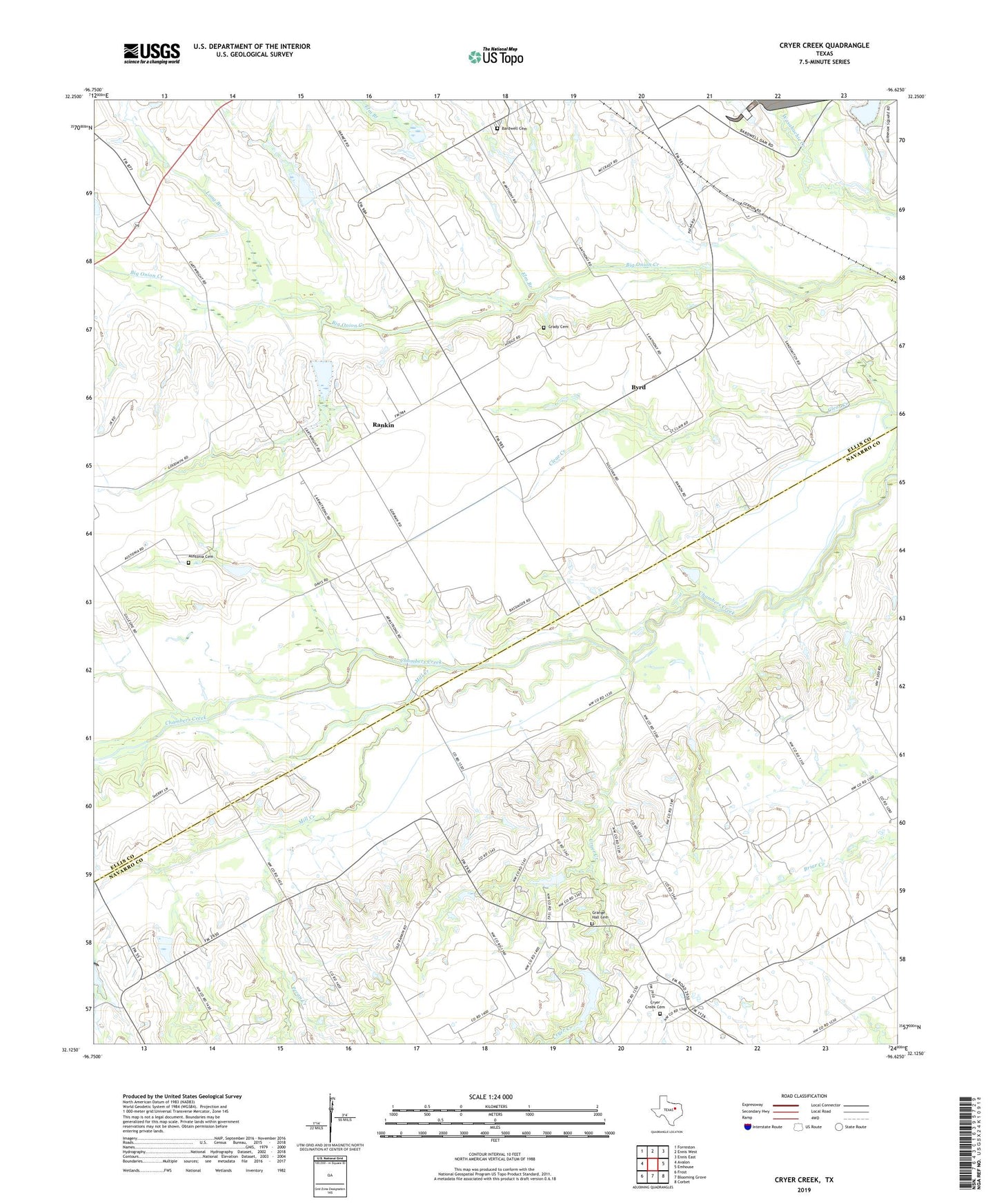 Cryer Creek Texas US Topo Map Image
