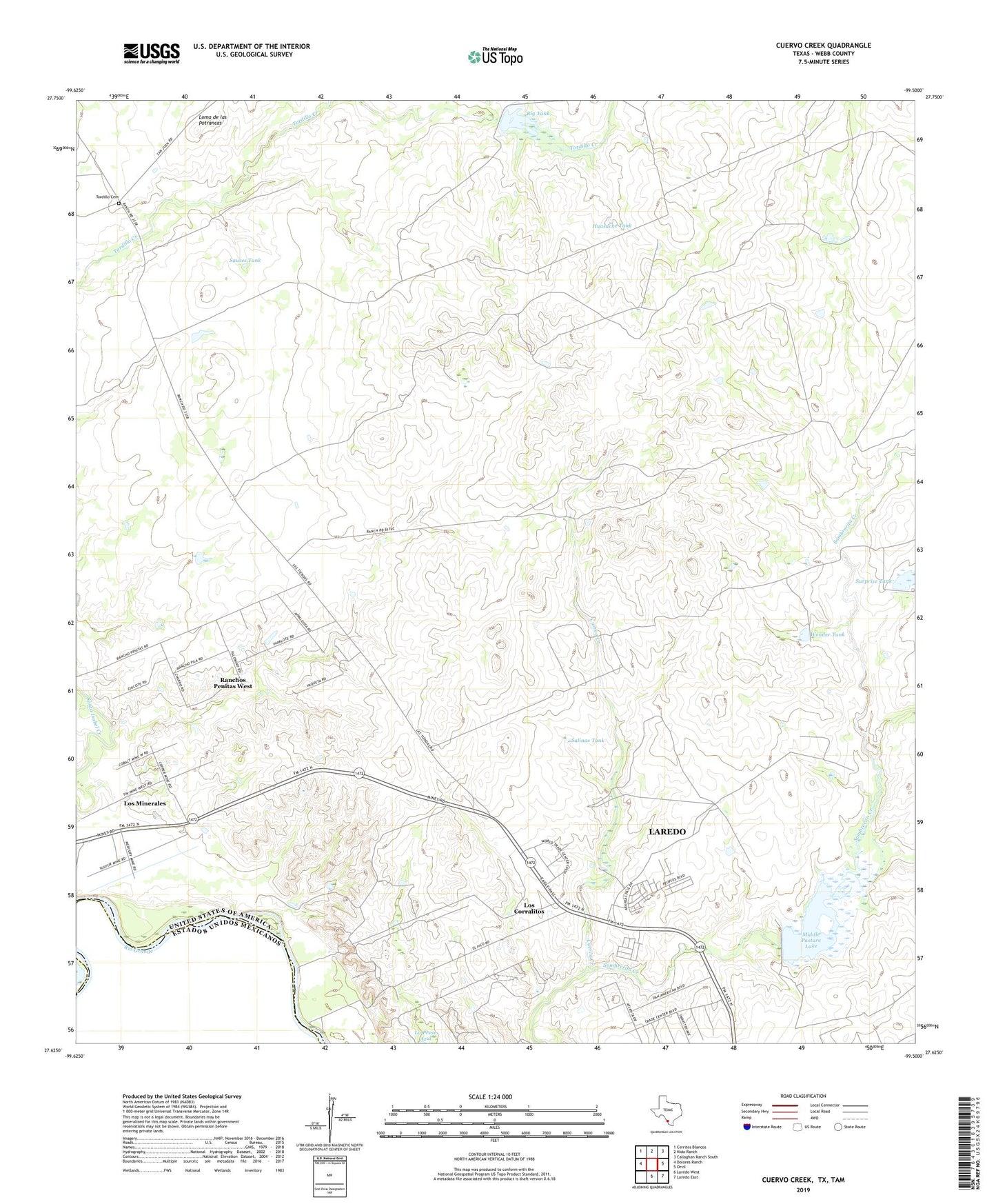 Cuervo Creek Texas US Topo Map Image