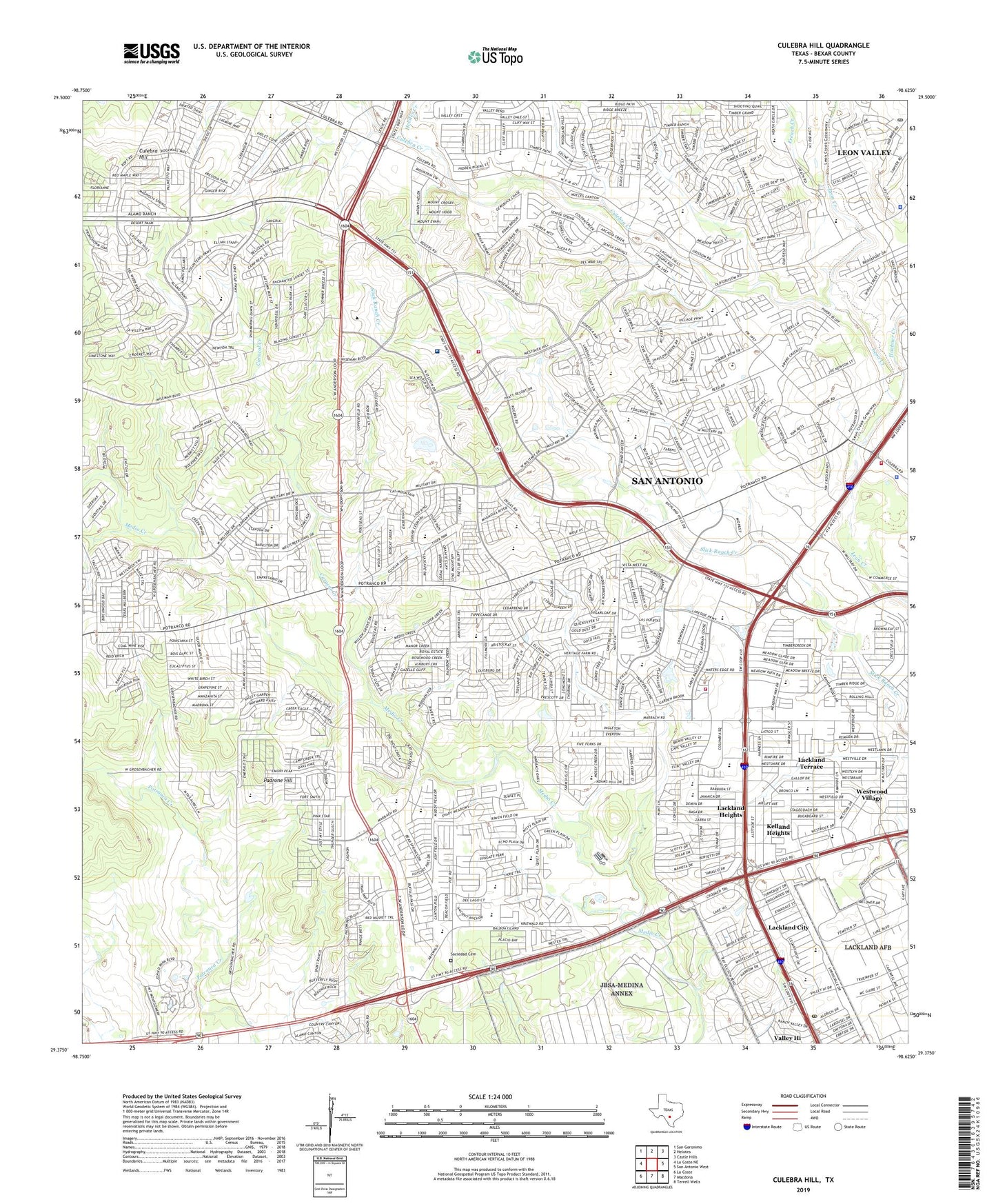Culebra Hill Texas US Topo Map Image