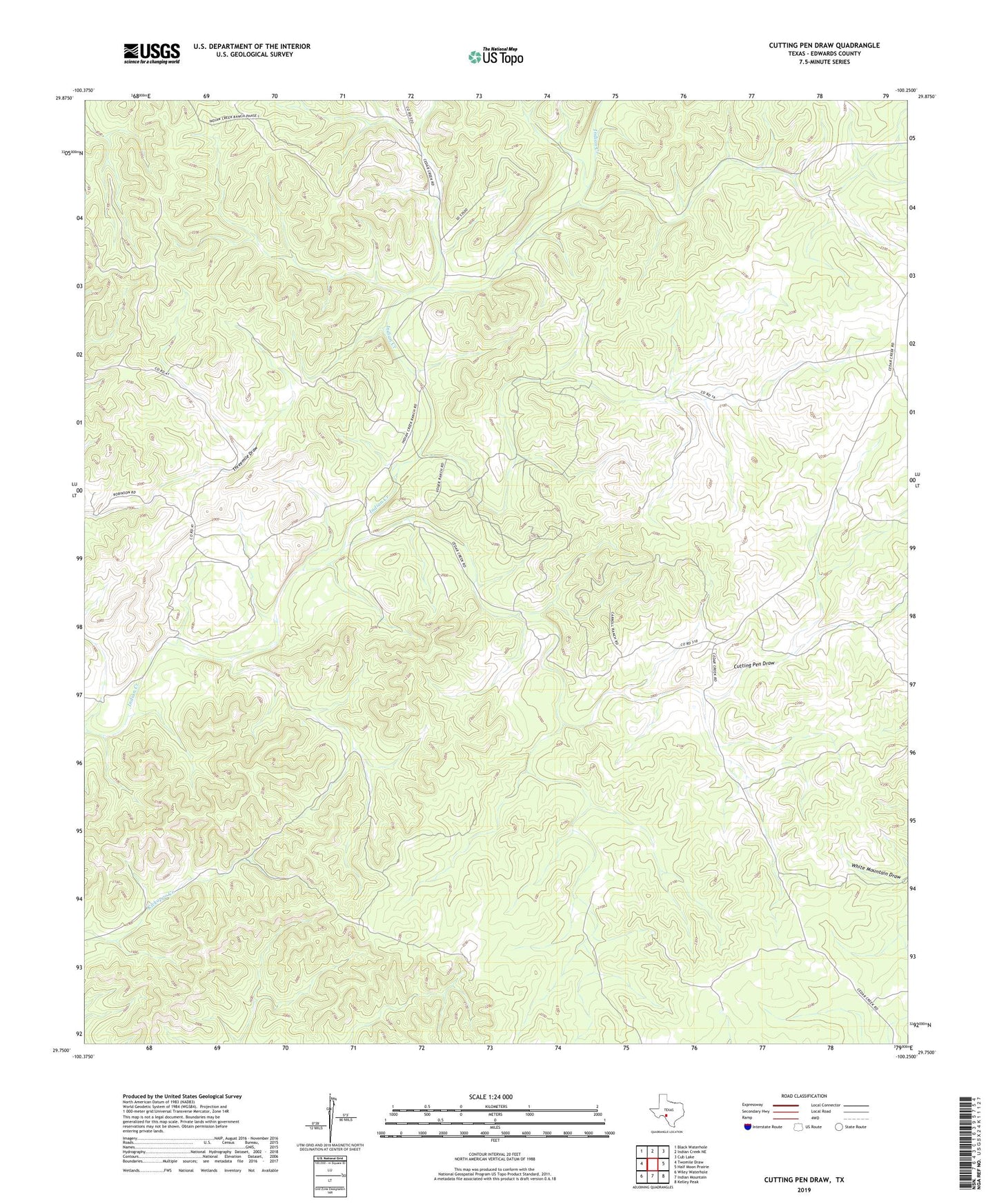 Cutting Pen Draw Texas US Topo Map Image