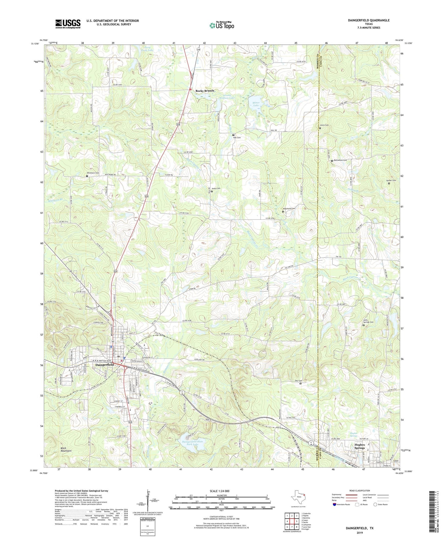 Daingerfield Texas US Topo Map Image