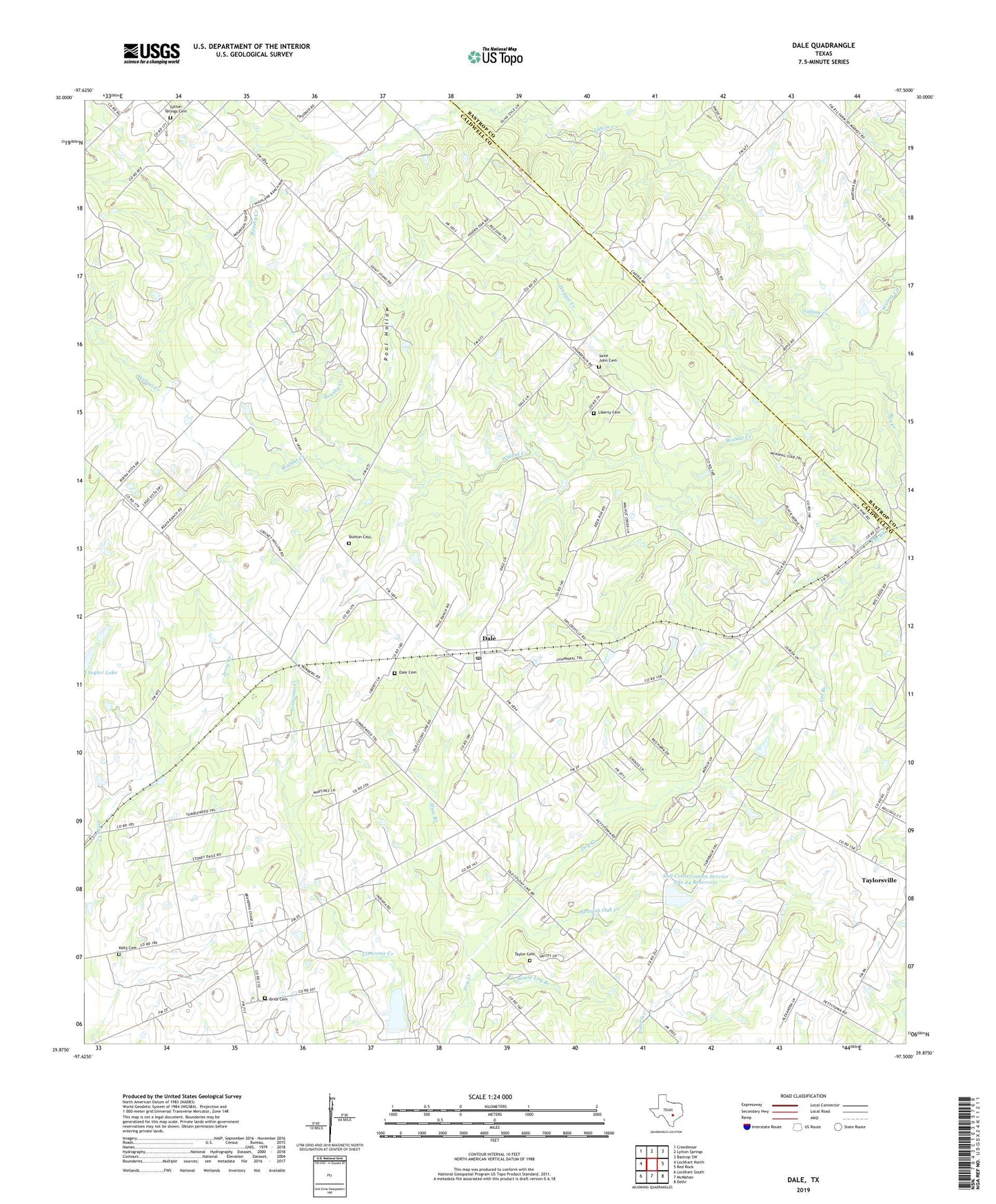Dale Texas US Topo Map Image