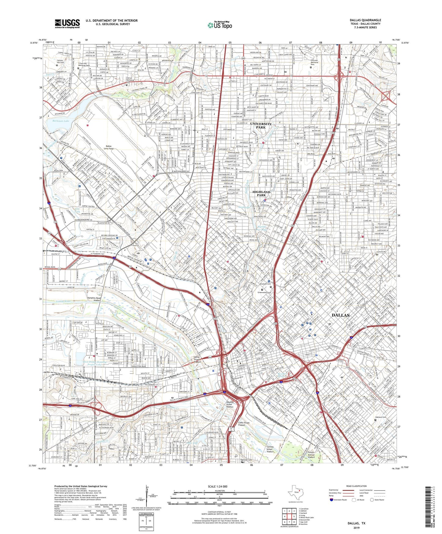 Dallas Texas US Topo Map Image