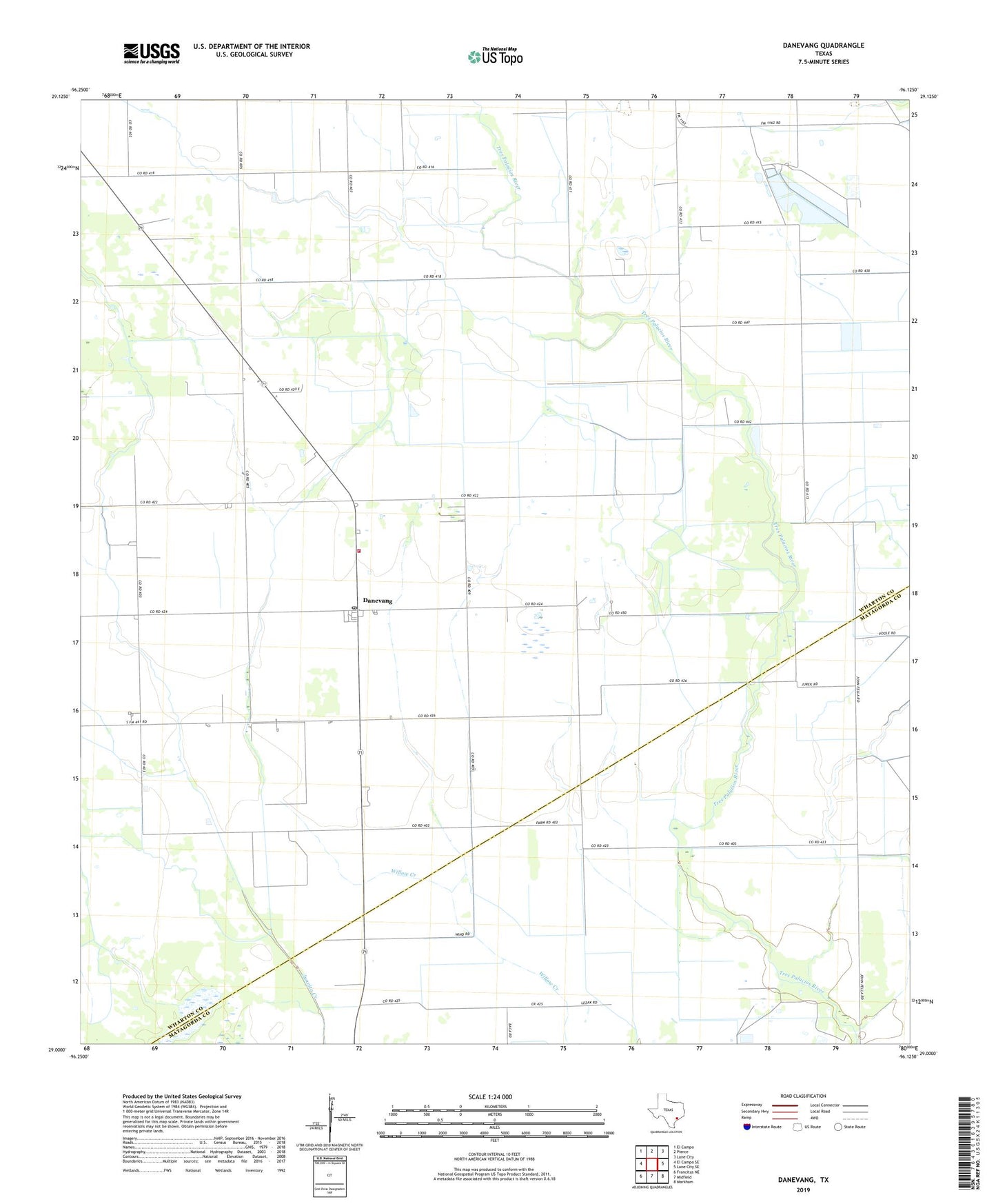 Danevang Texas US Topo Map Image