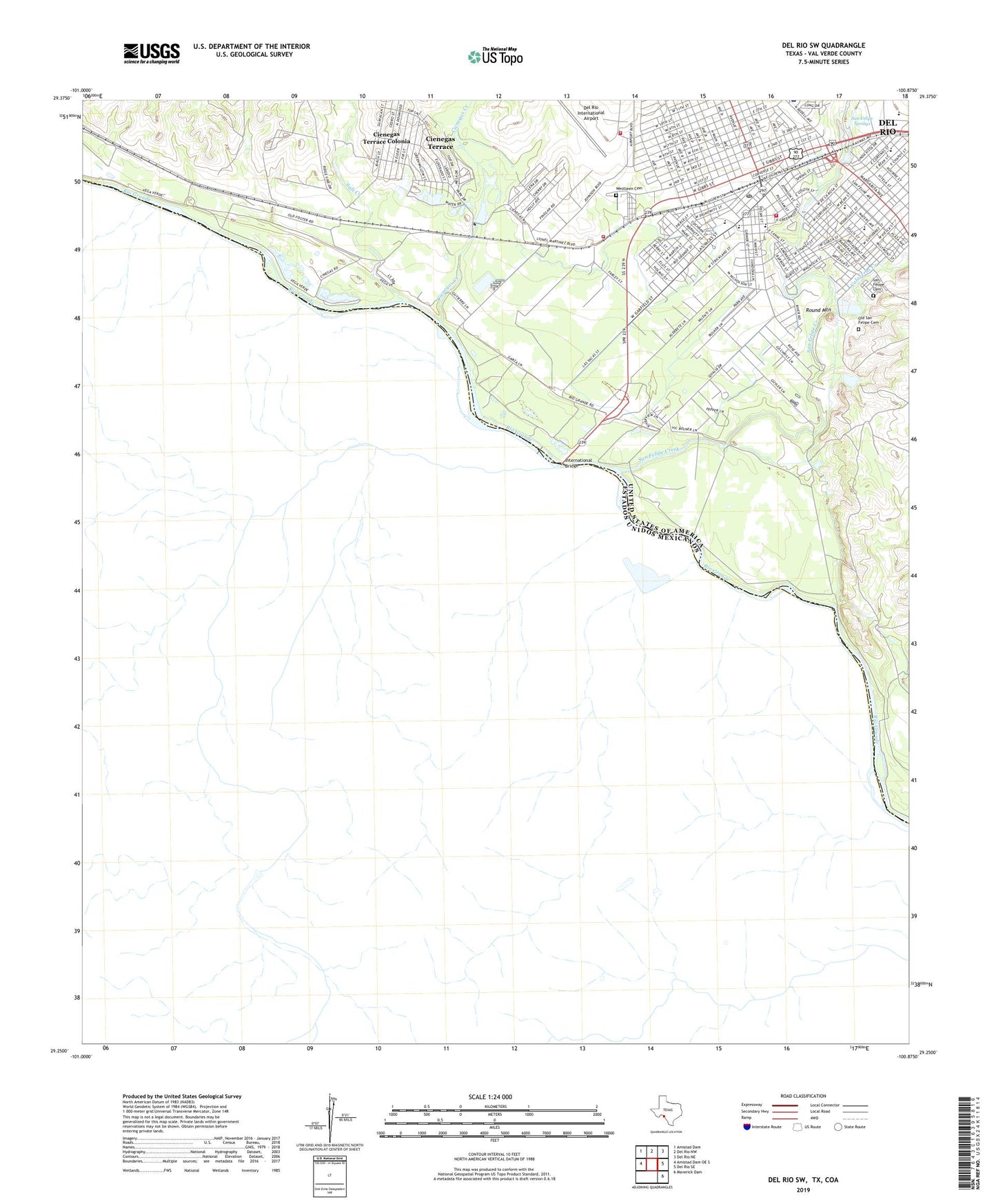 Del Rio SW Texas US Topo Map Image