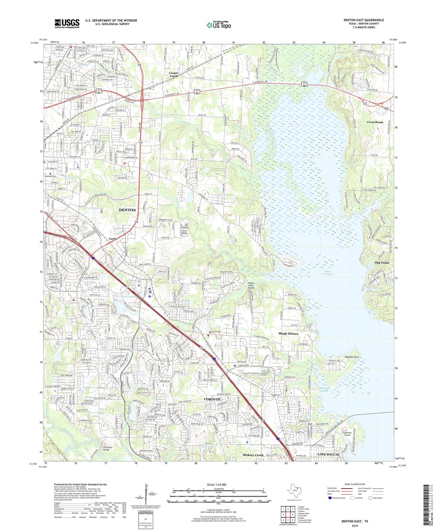 Denton East Texas US Topo Map Image