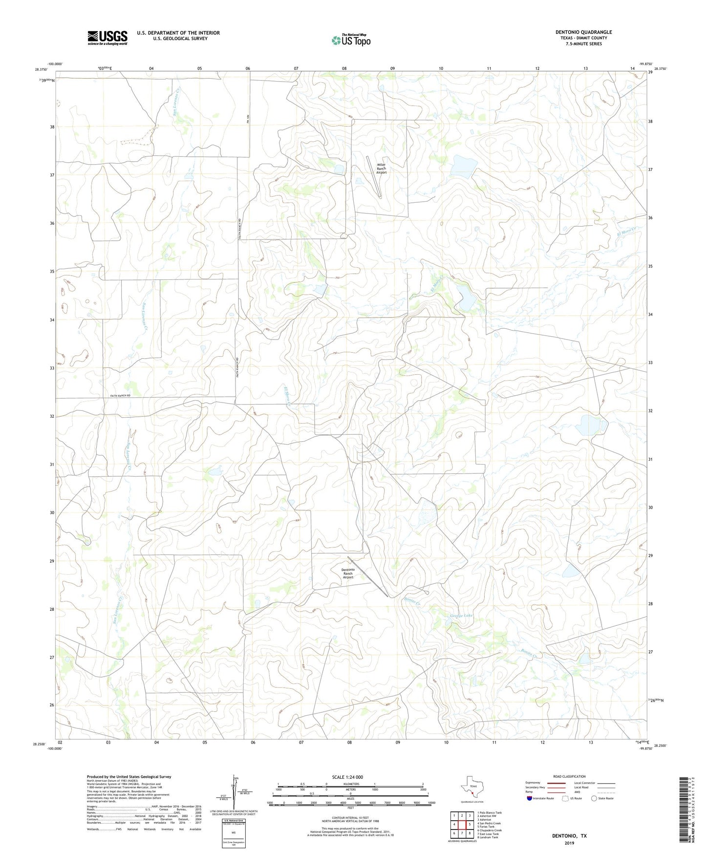 Dentonio Texas US Topo Map Image