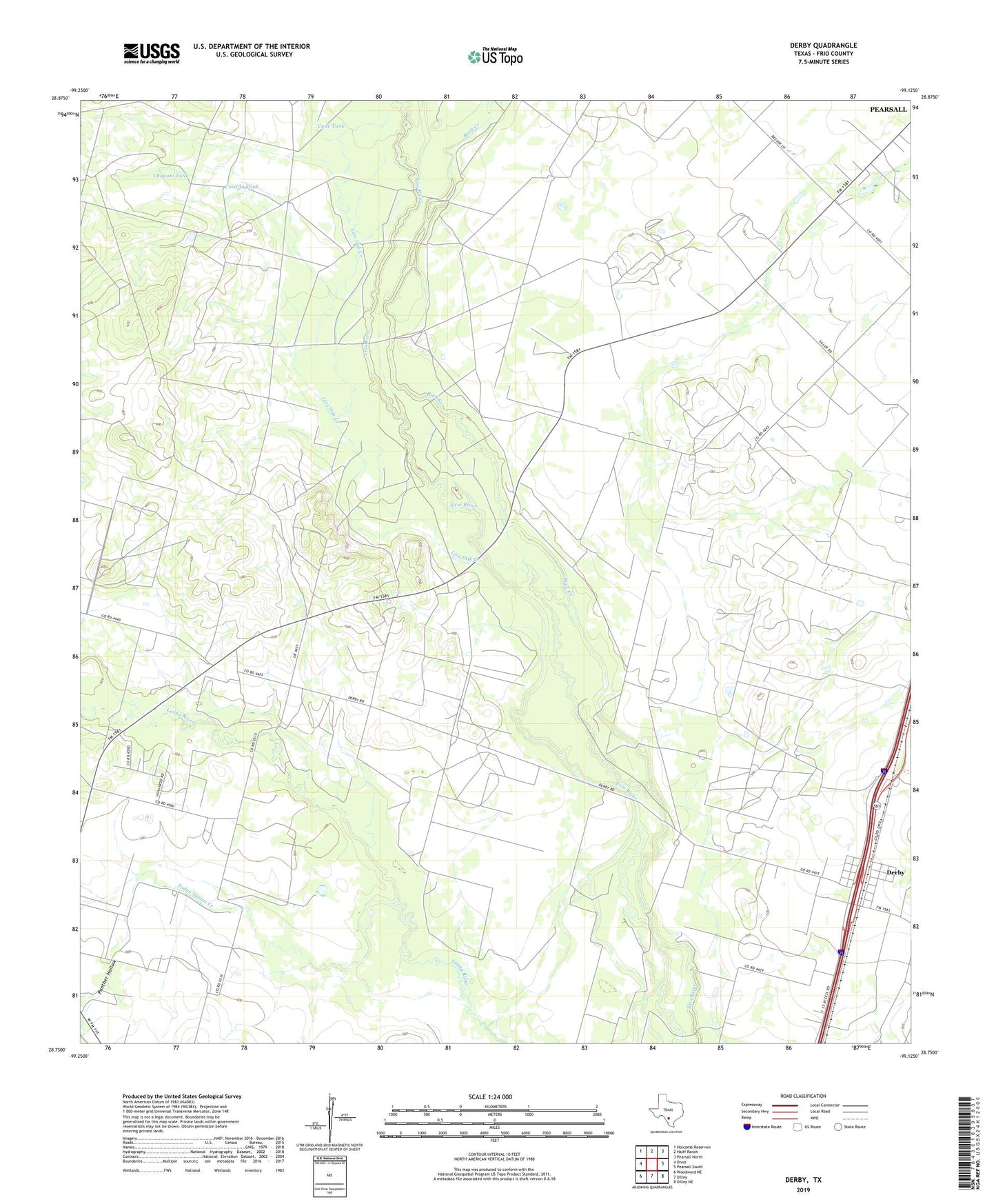 Derby Texas US Topo Map Image