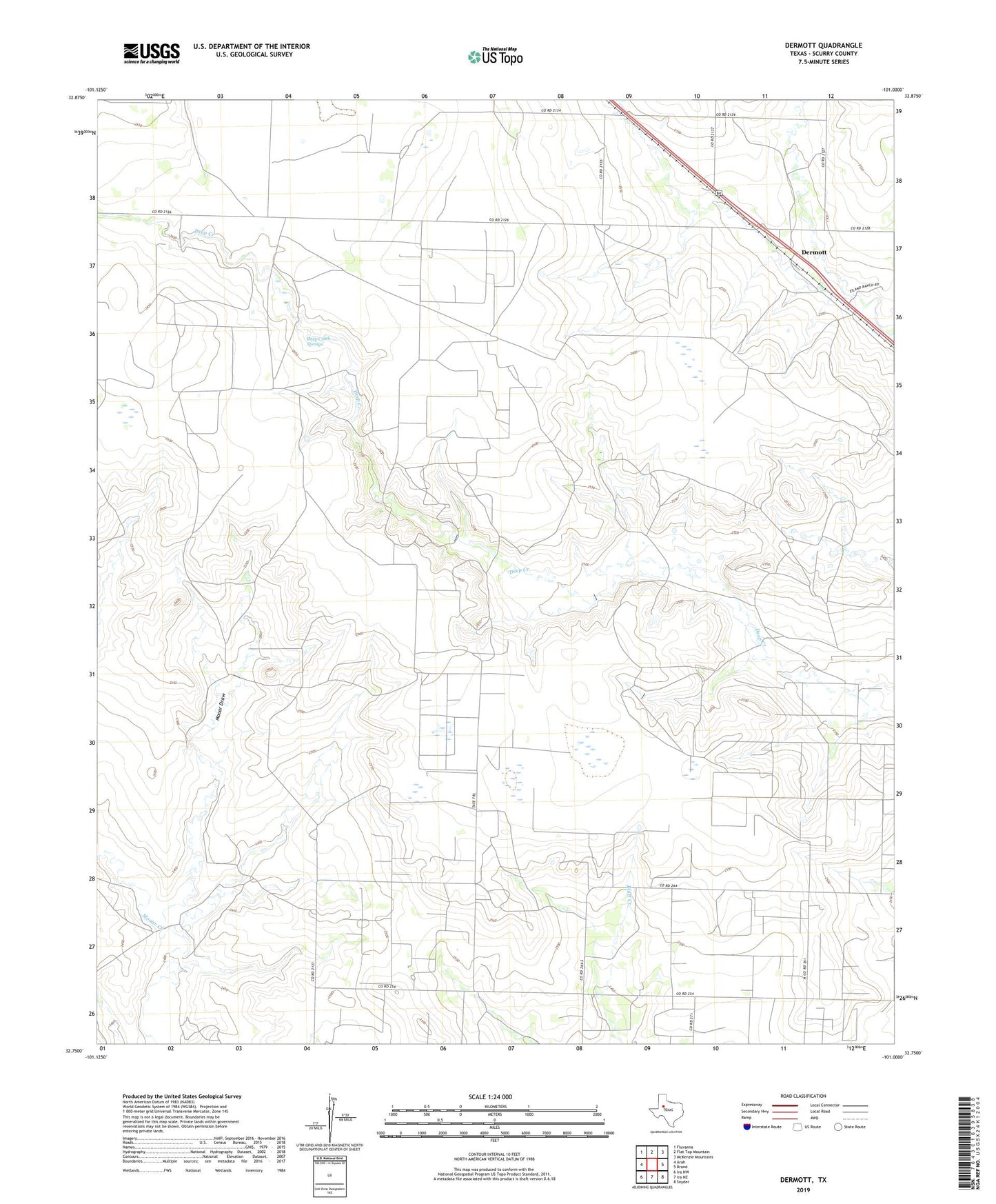 Dermott Texas US Topo Map Image