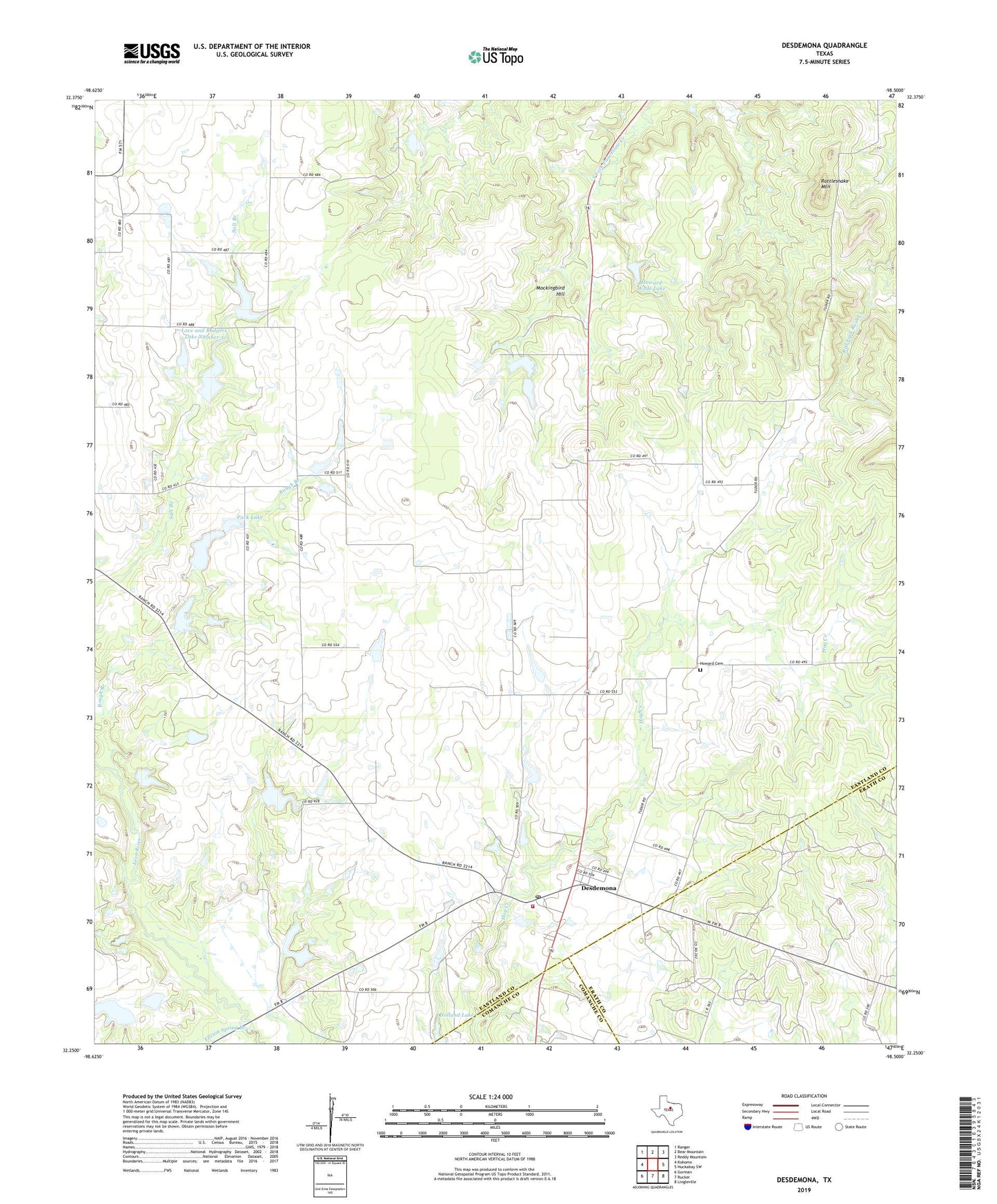 Desdemona Texas US Topo Map Image