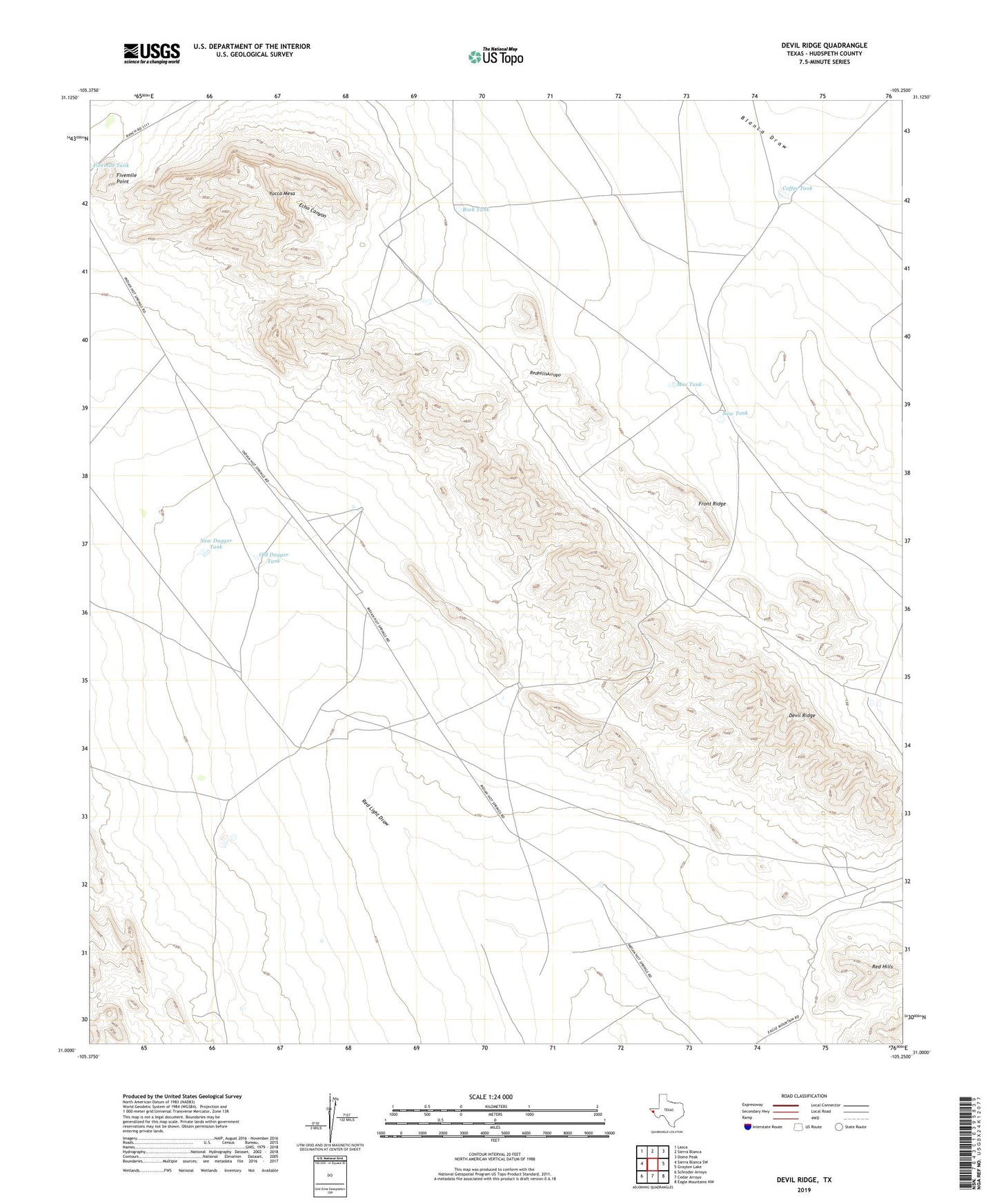 Devil Ridge Texas US Topo Map Image