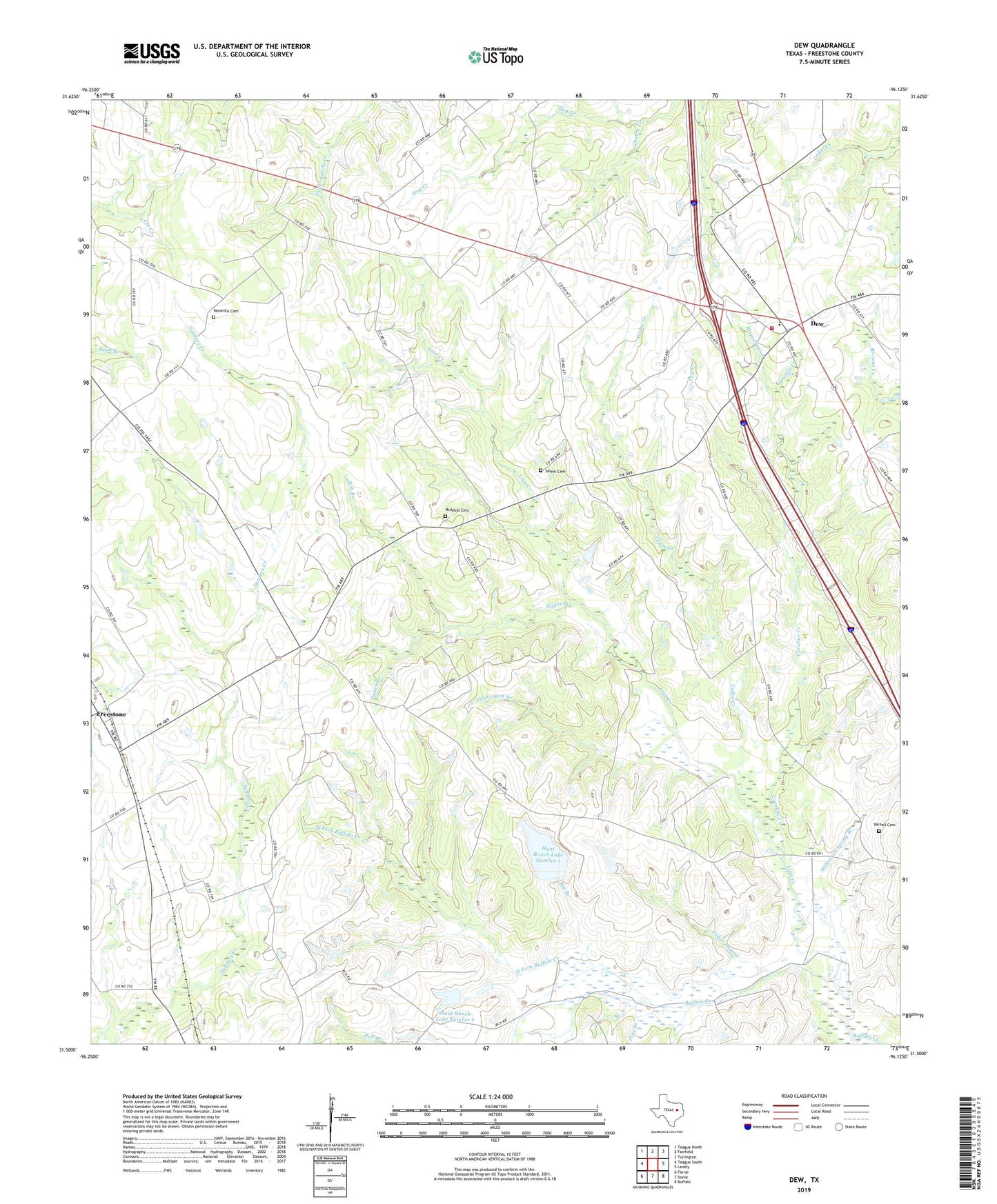 Dew Texas US Topo Map Image