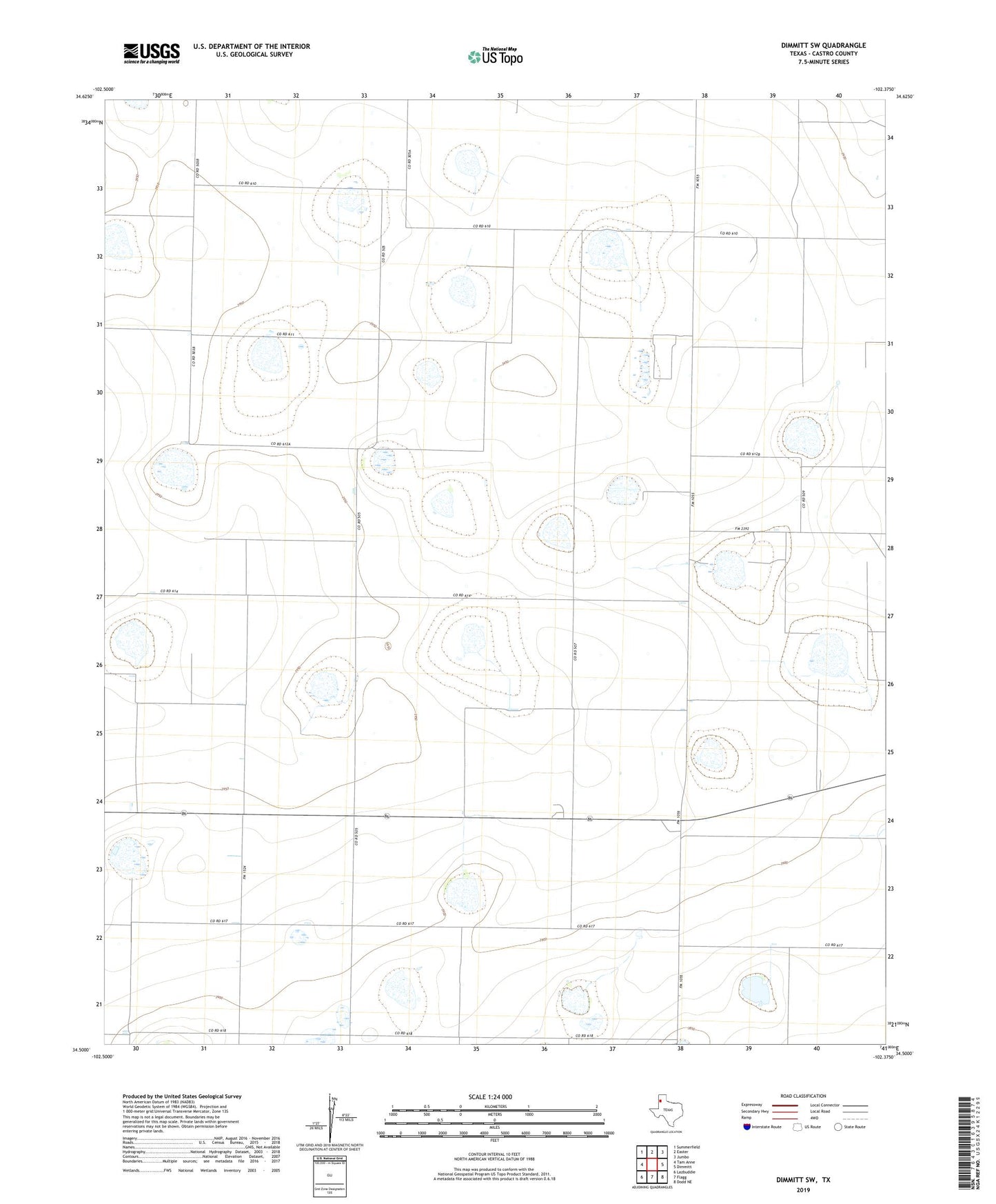 Dimmitt SW Texas US Topo Map Image