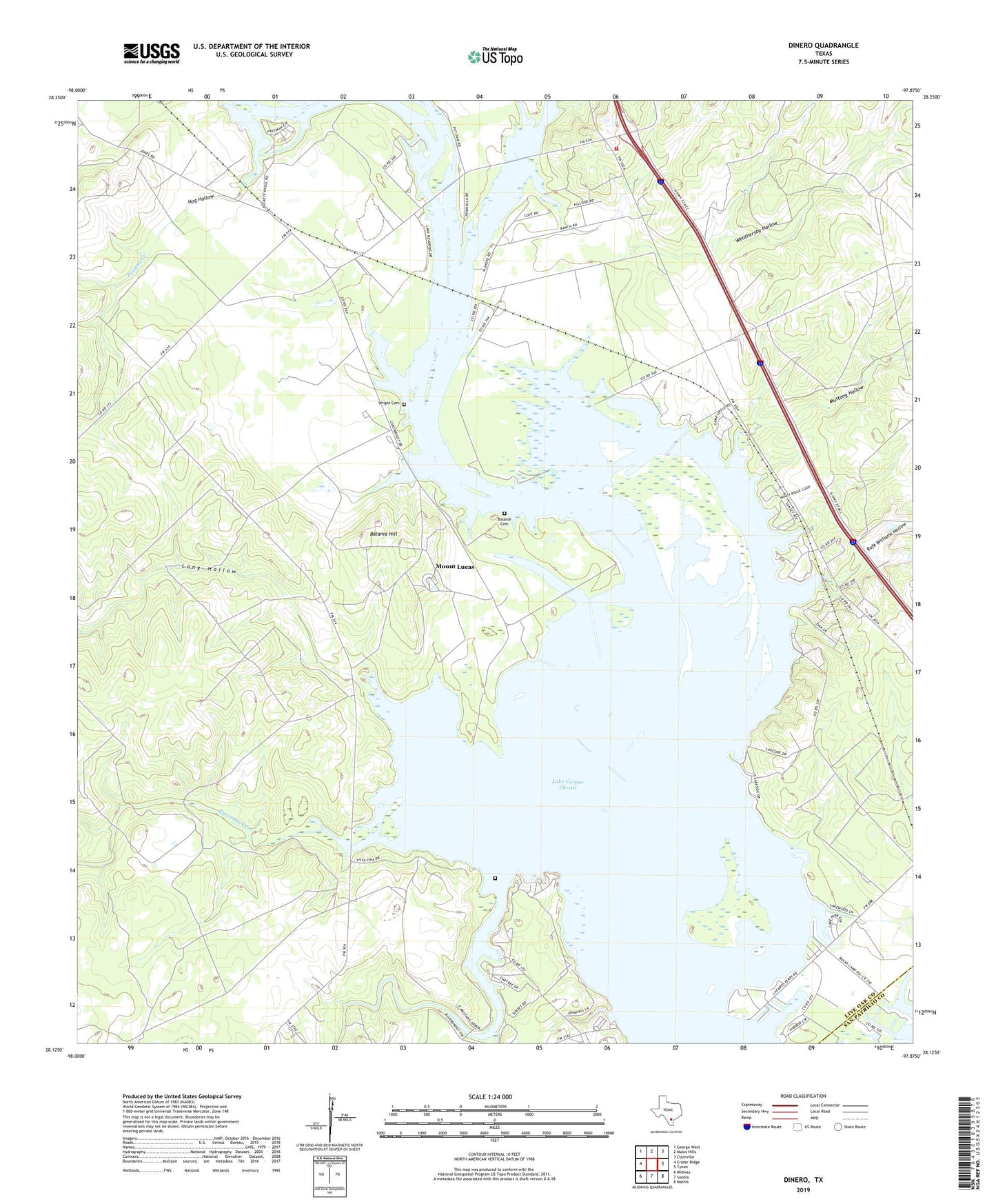 Dinero Texas US Topo Map Image