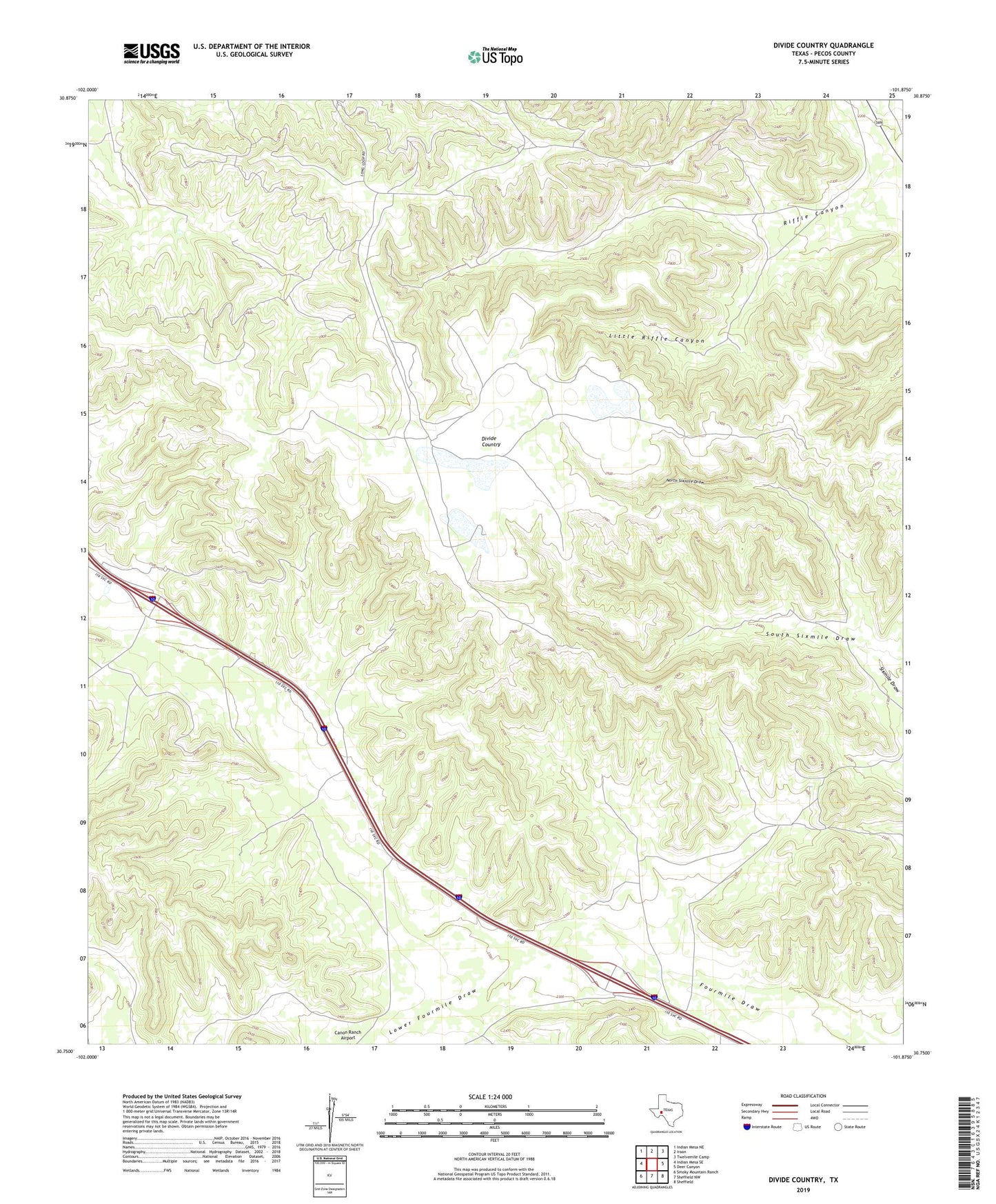 Divide Country Texas US Topo Map Image