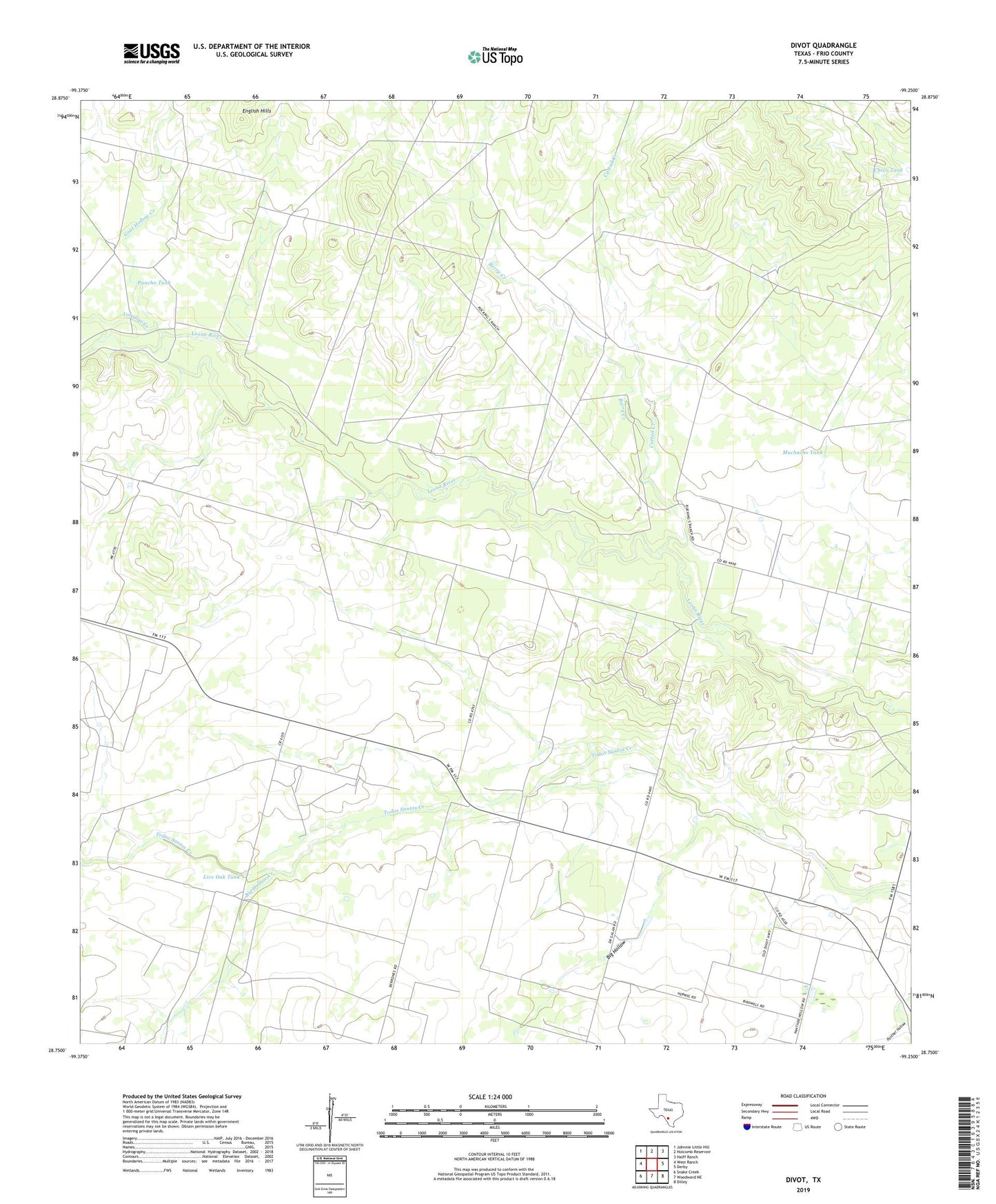 Divot Texas US Topo Map Image