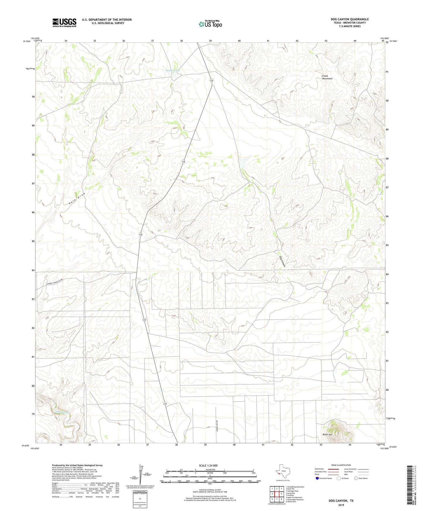 Dog Canyon Texas US Topo Map Image