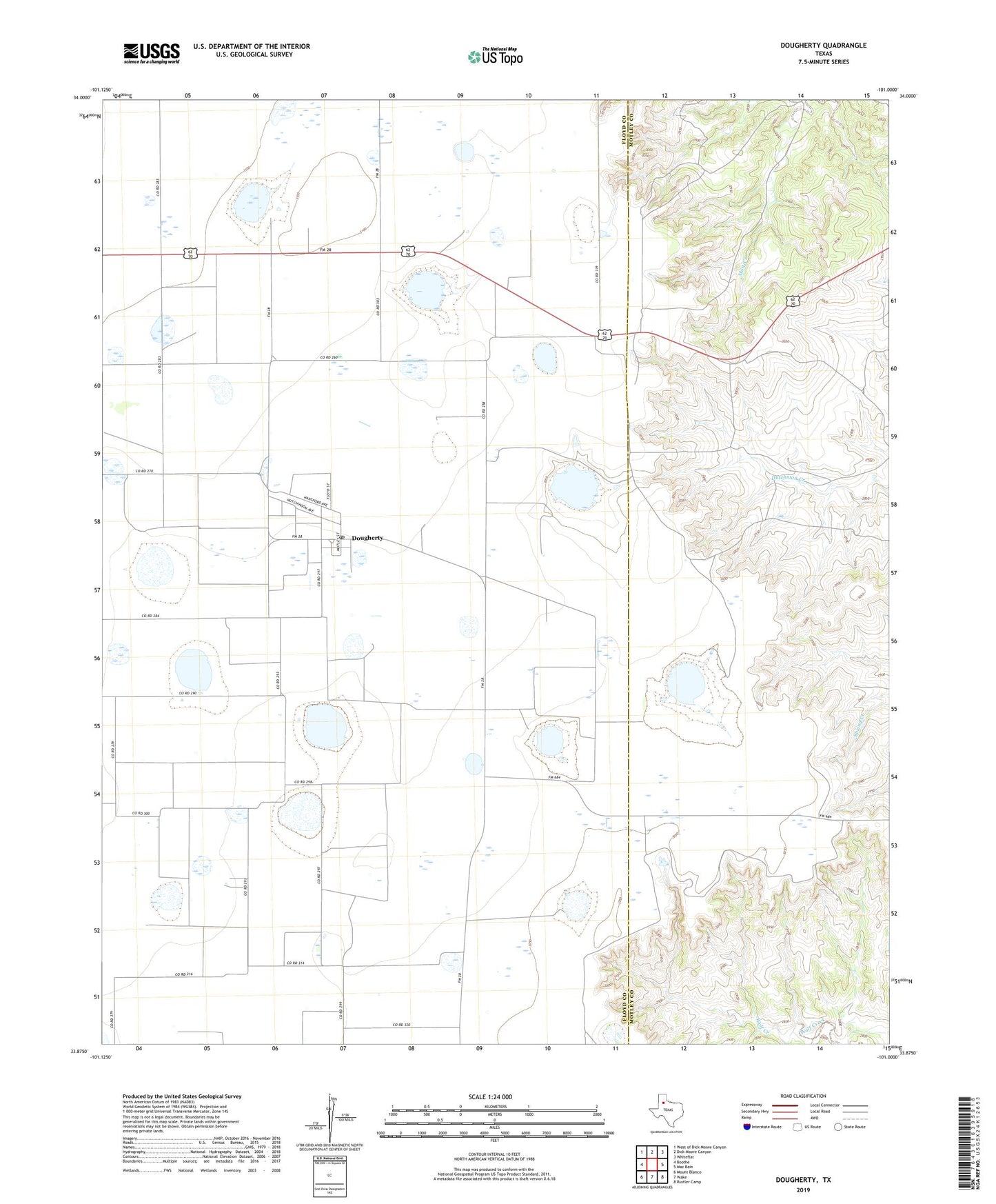 Dougherty Texas US Topo Map Image