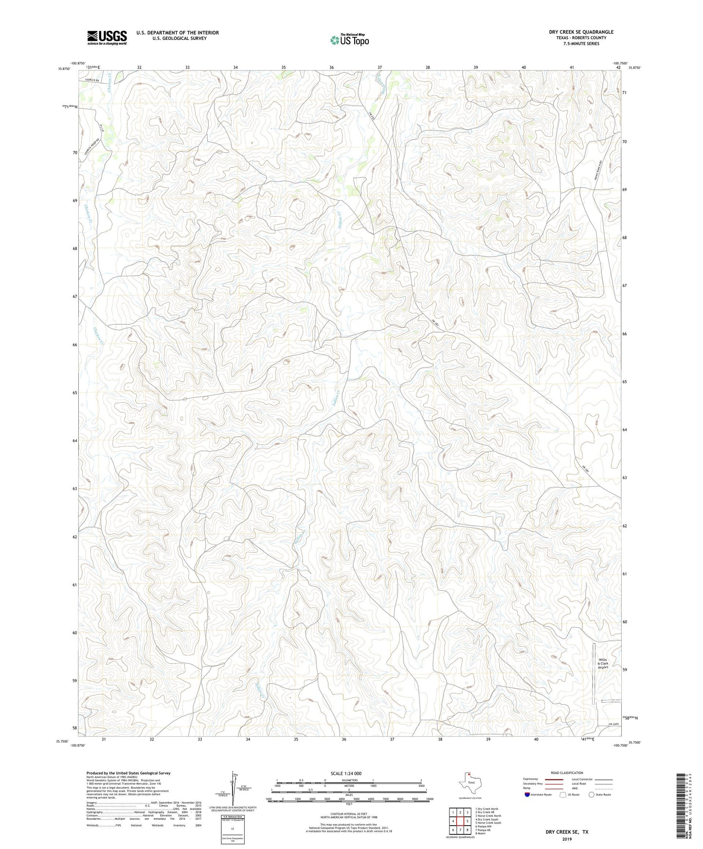 Dry Creek SE Texas US Topo Map Image