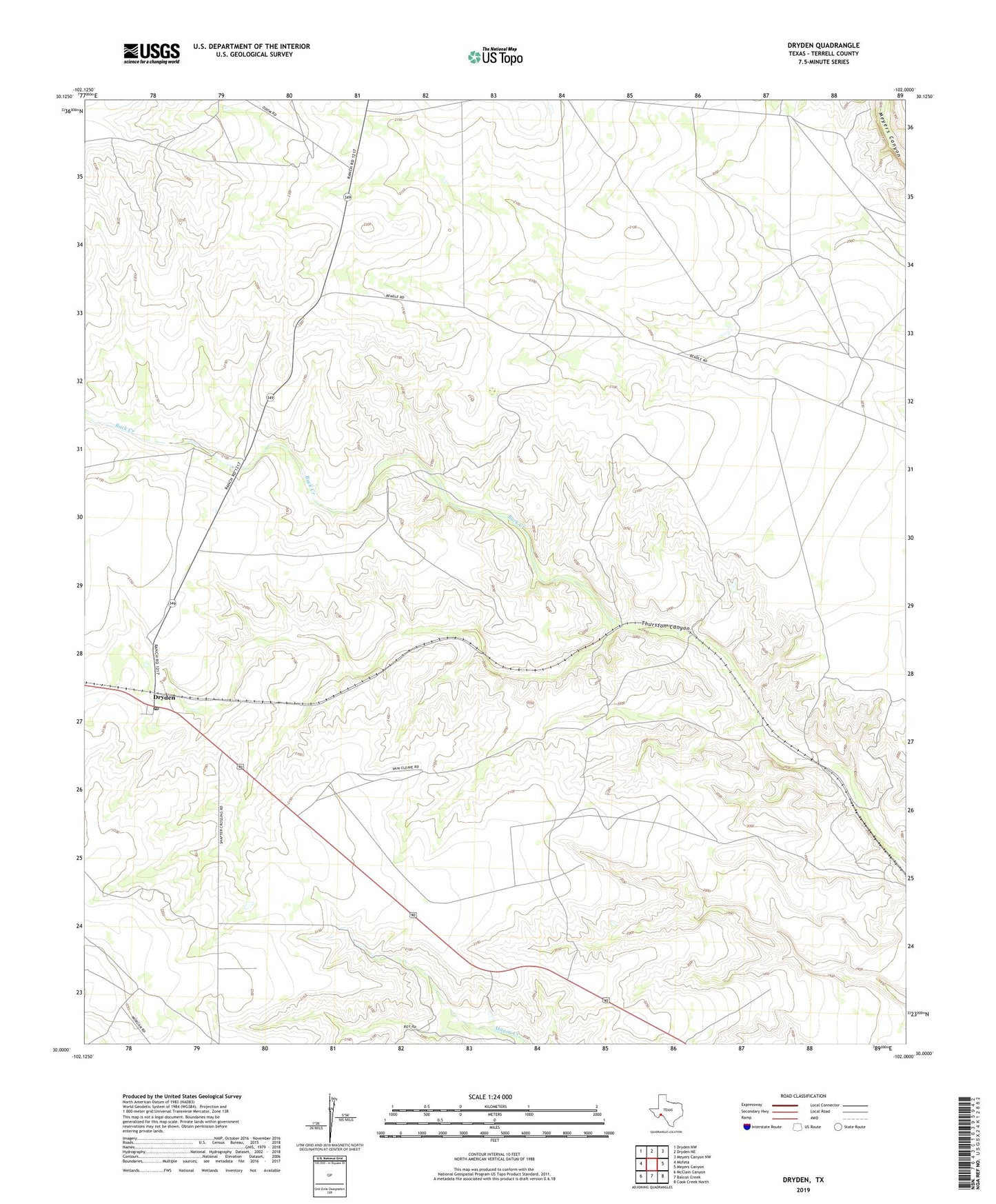 Dryden Texas US Topo Map Image