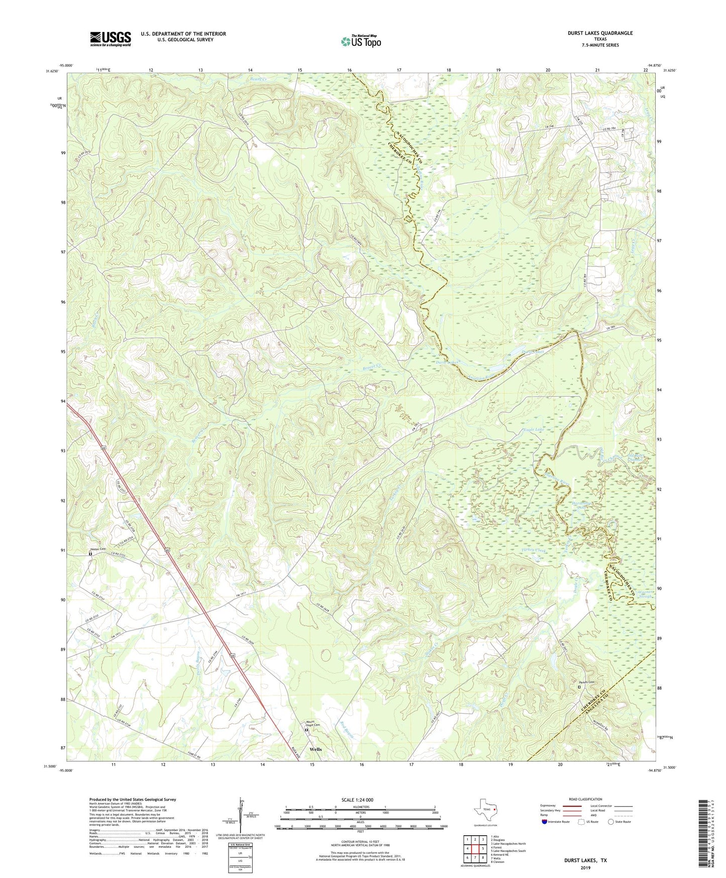 Durst Lakes Texas US Topo Map Image