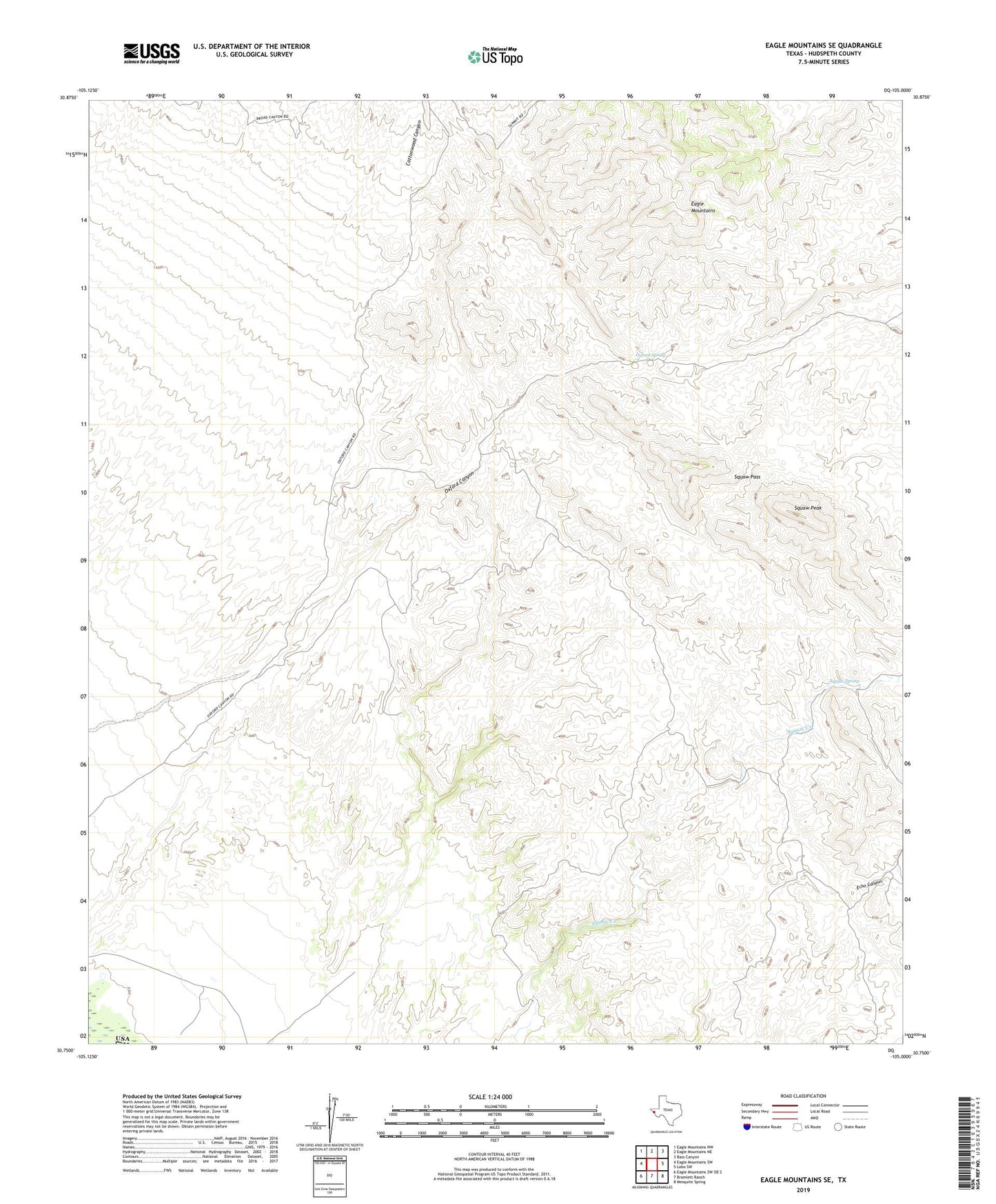 Eagle Mountains SE Texas US Topo Map Image