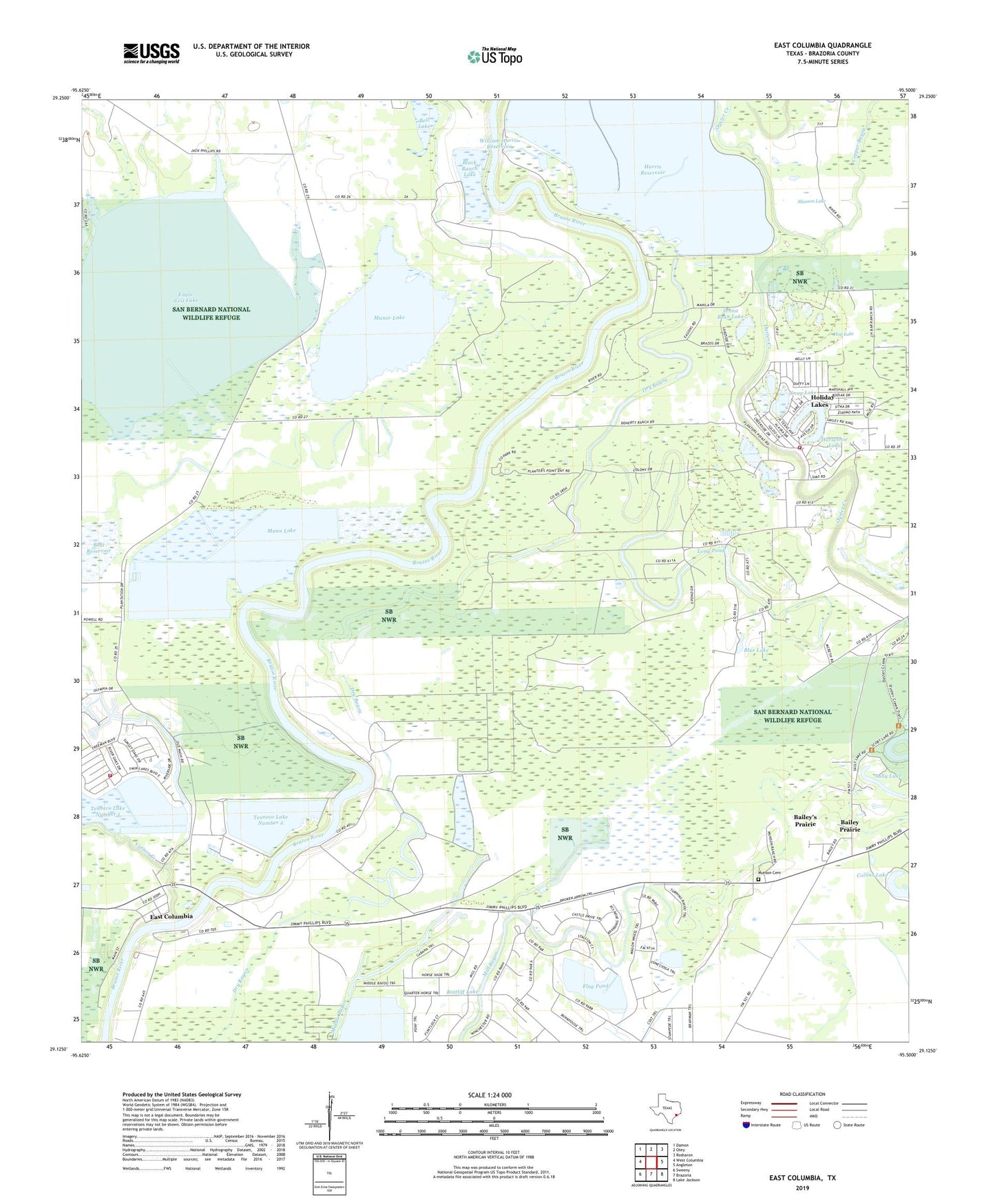 East Columbia Texas US Topo Map Image