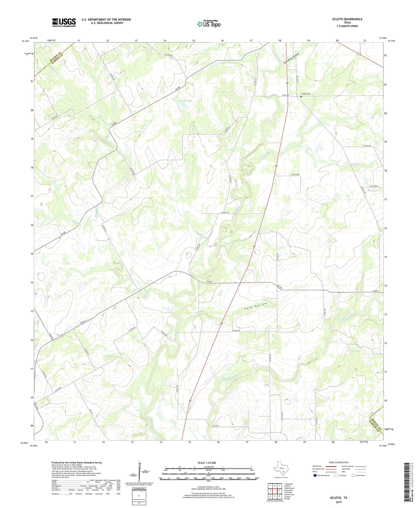 Ecleto Texas US Topo Map Image
