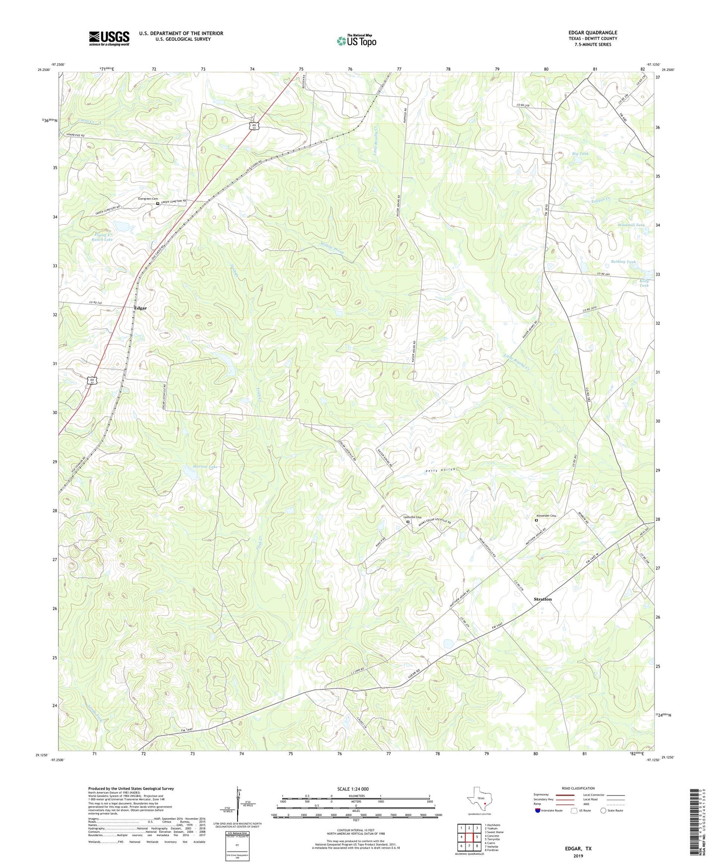 Edgar Texas US Topo Map Image