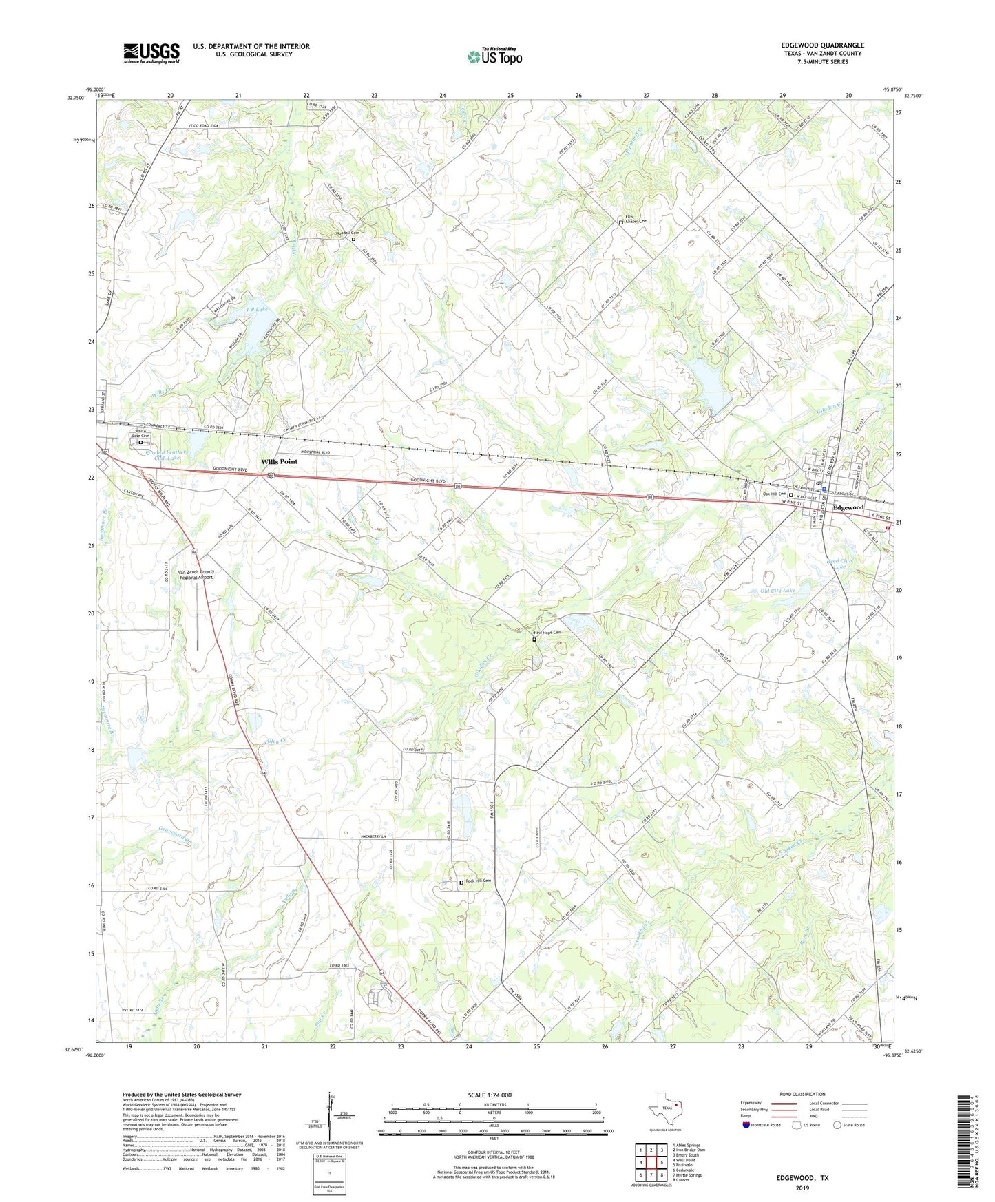 Edgewood Texas US Topo Map Image