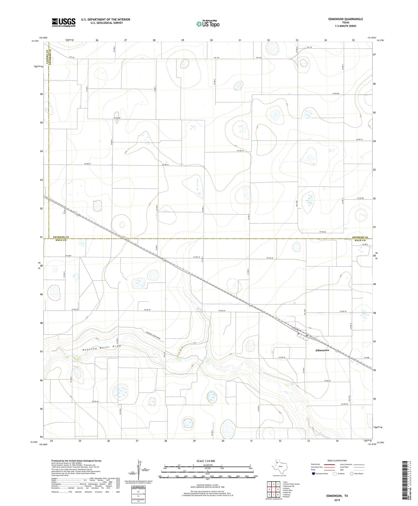 Edmonson Texas US Topo Map Image