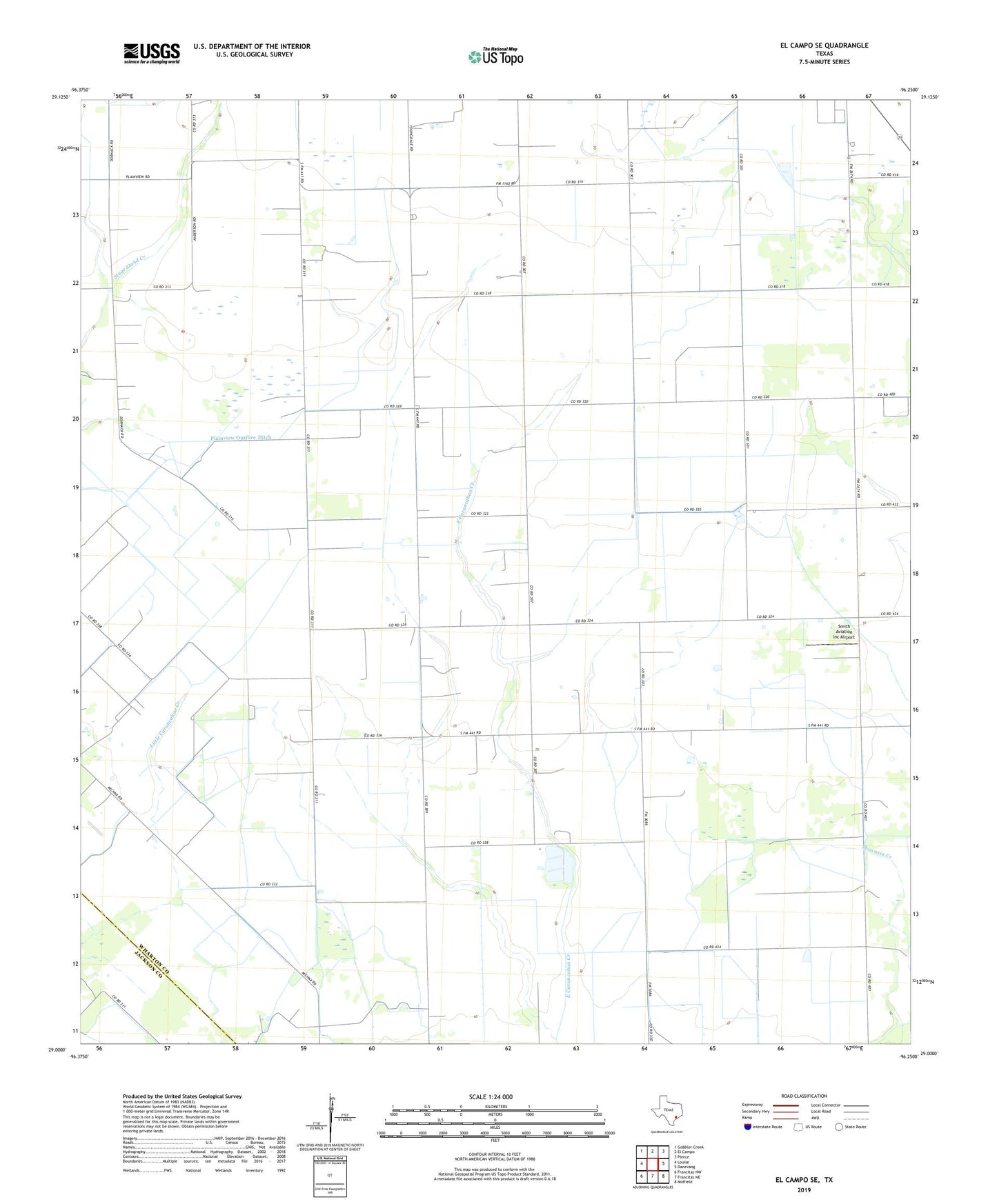 El Campo SE Texas US Topo Map Image