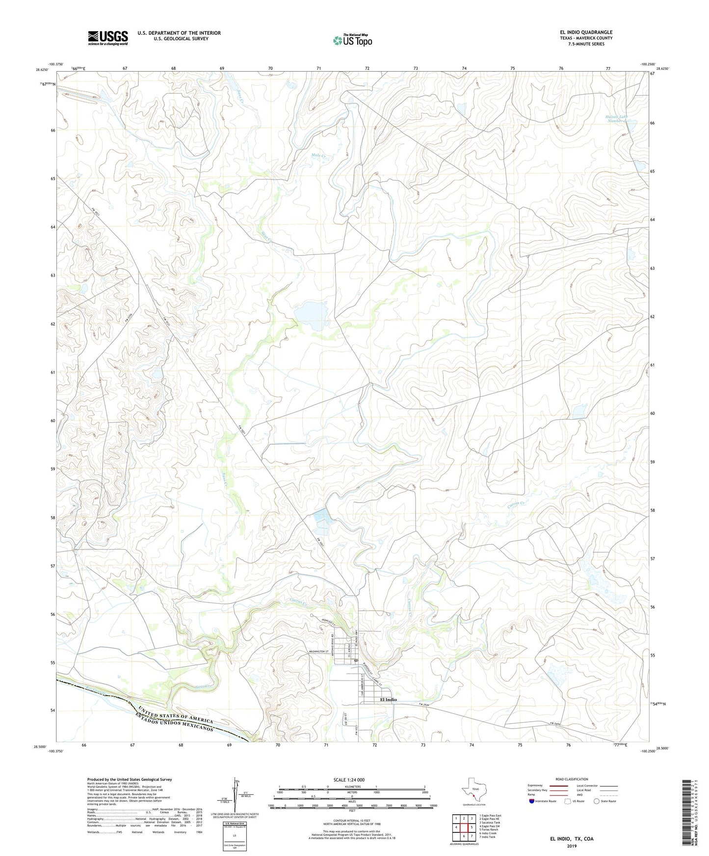 El Indio Texas US Topo Map Image